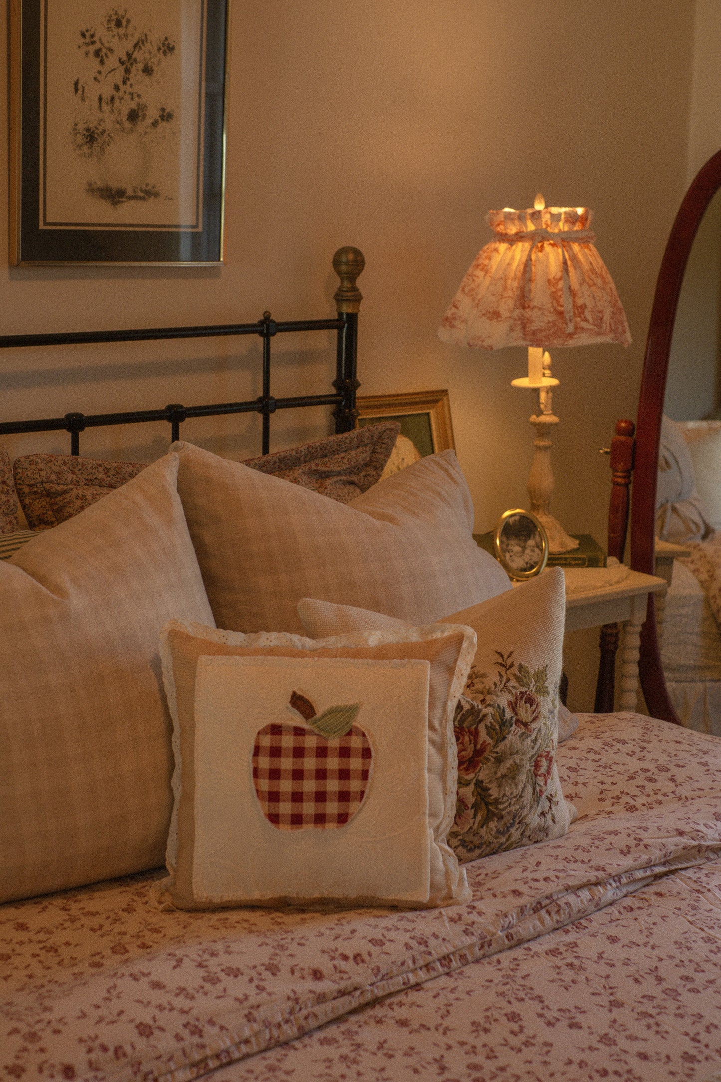 Handmade apple throw pillow