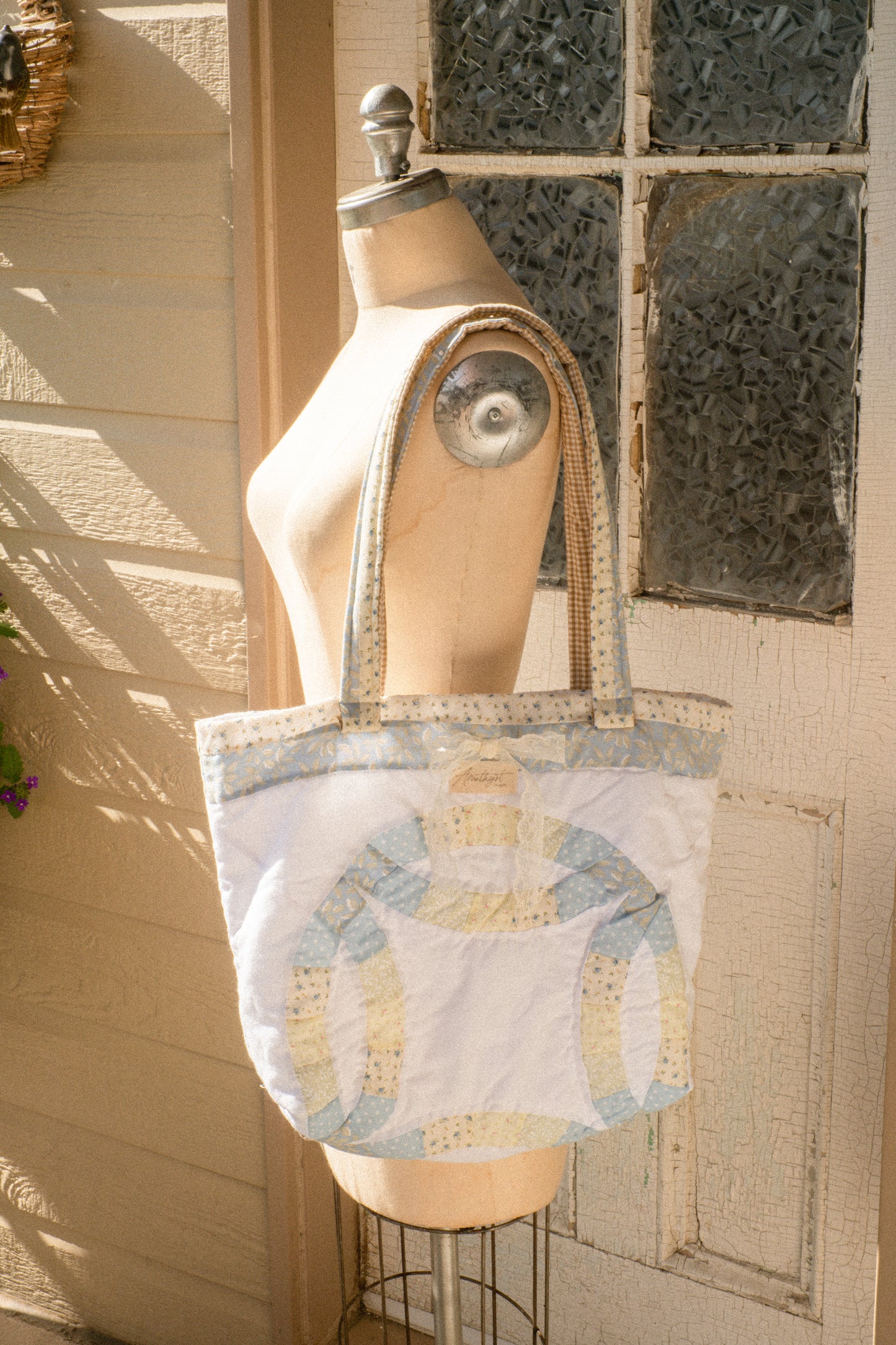 Handmade quilted mini tote bag - la mer