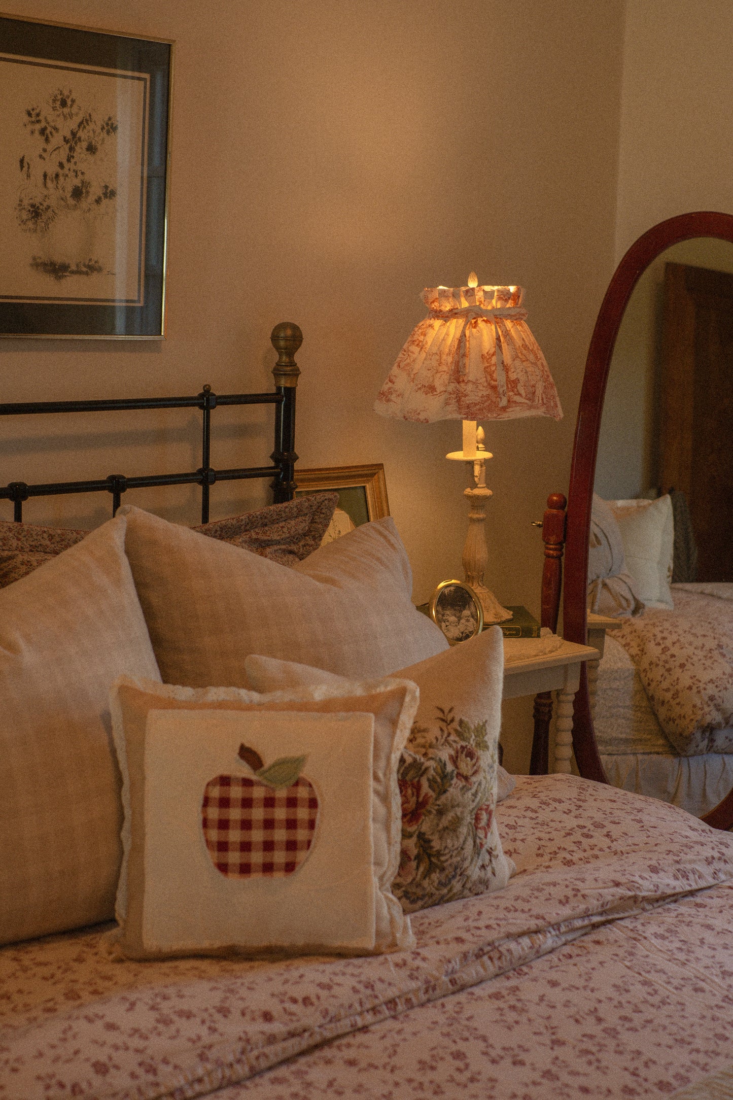 Handmade apple throw pillow