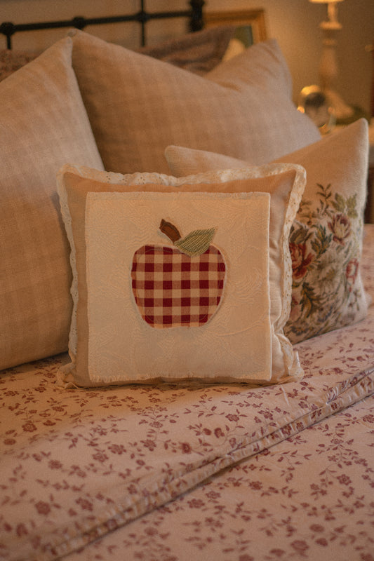 Handmade apple throw pillow