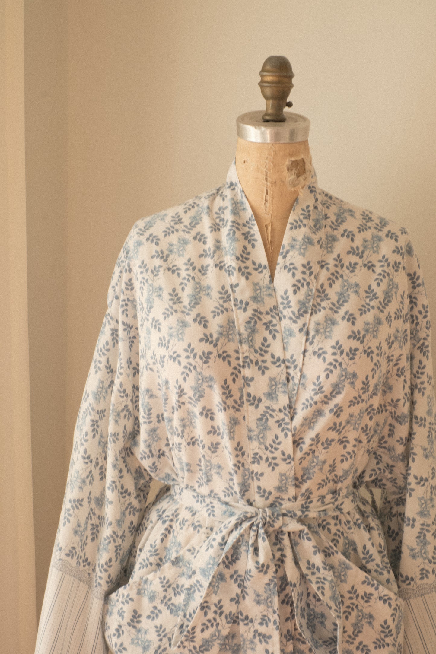 Handmade vintage cotton dressing gown set ♡ porcelain blue