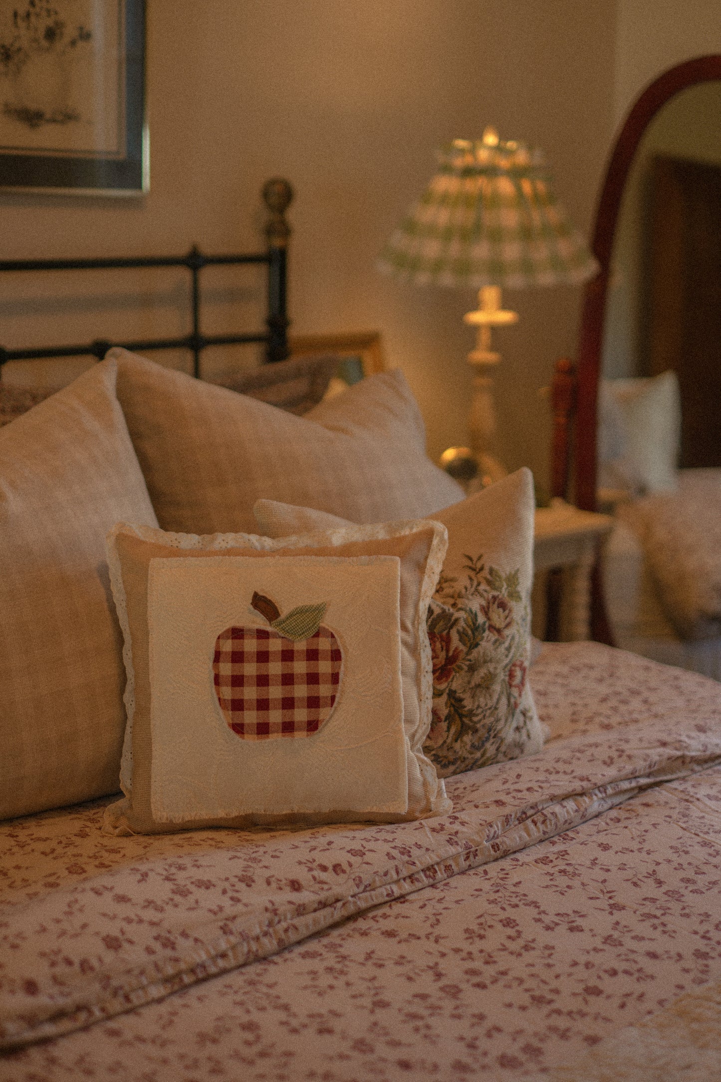 Handmade apple throw pillow