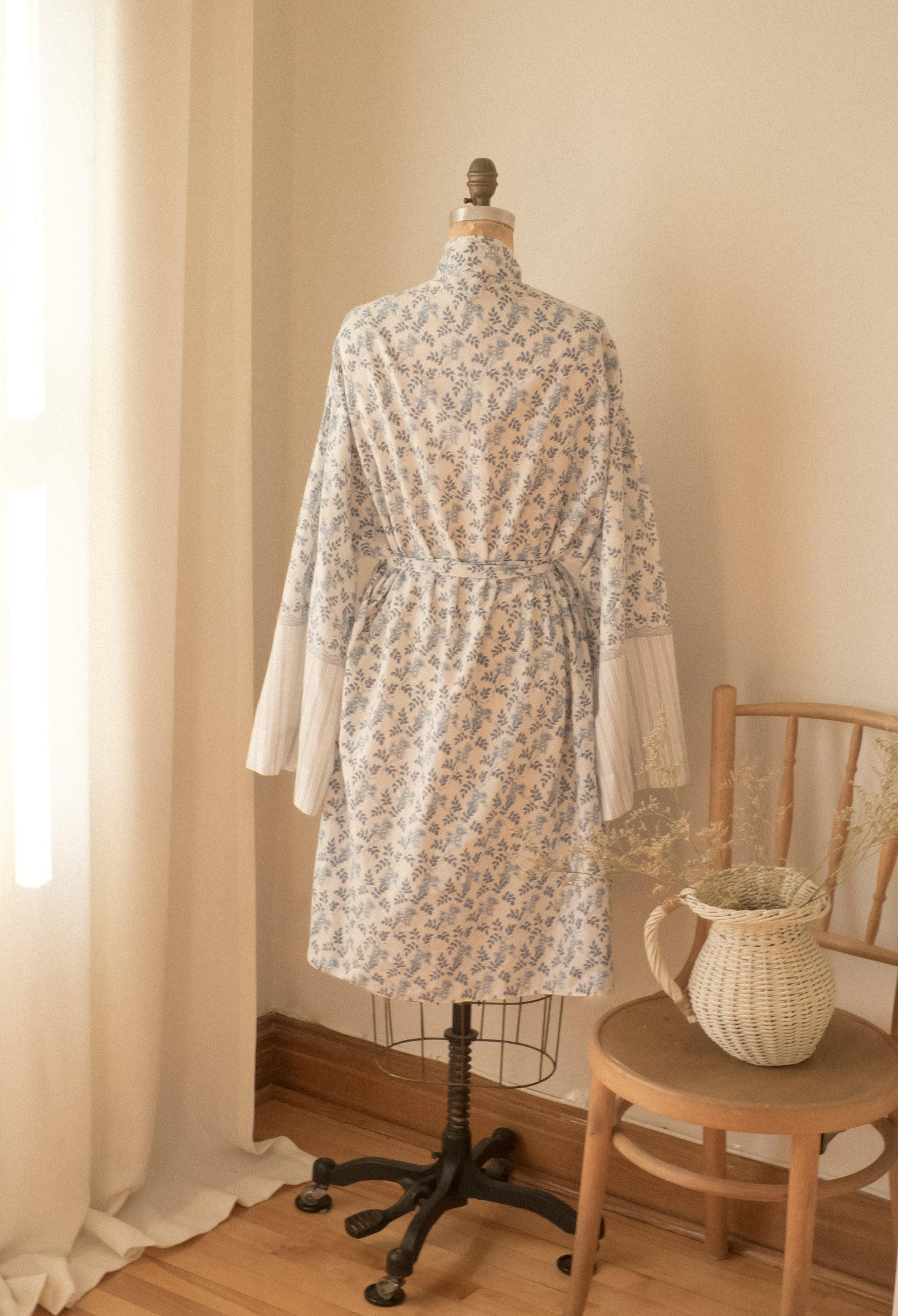 Handmade vintage cotton dressing gown set ♡ porcelain blue