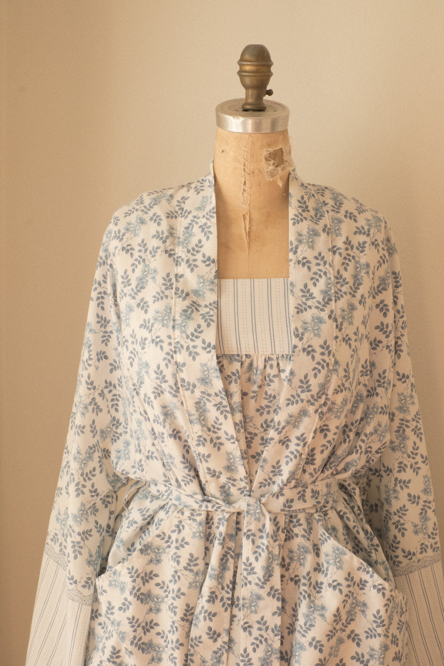 Handmade vintage cotton dressing gown set ♡ porcelain blue