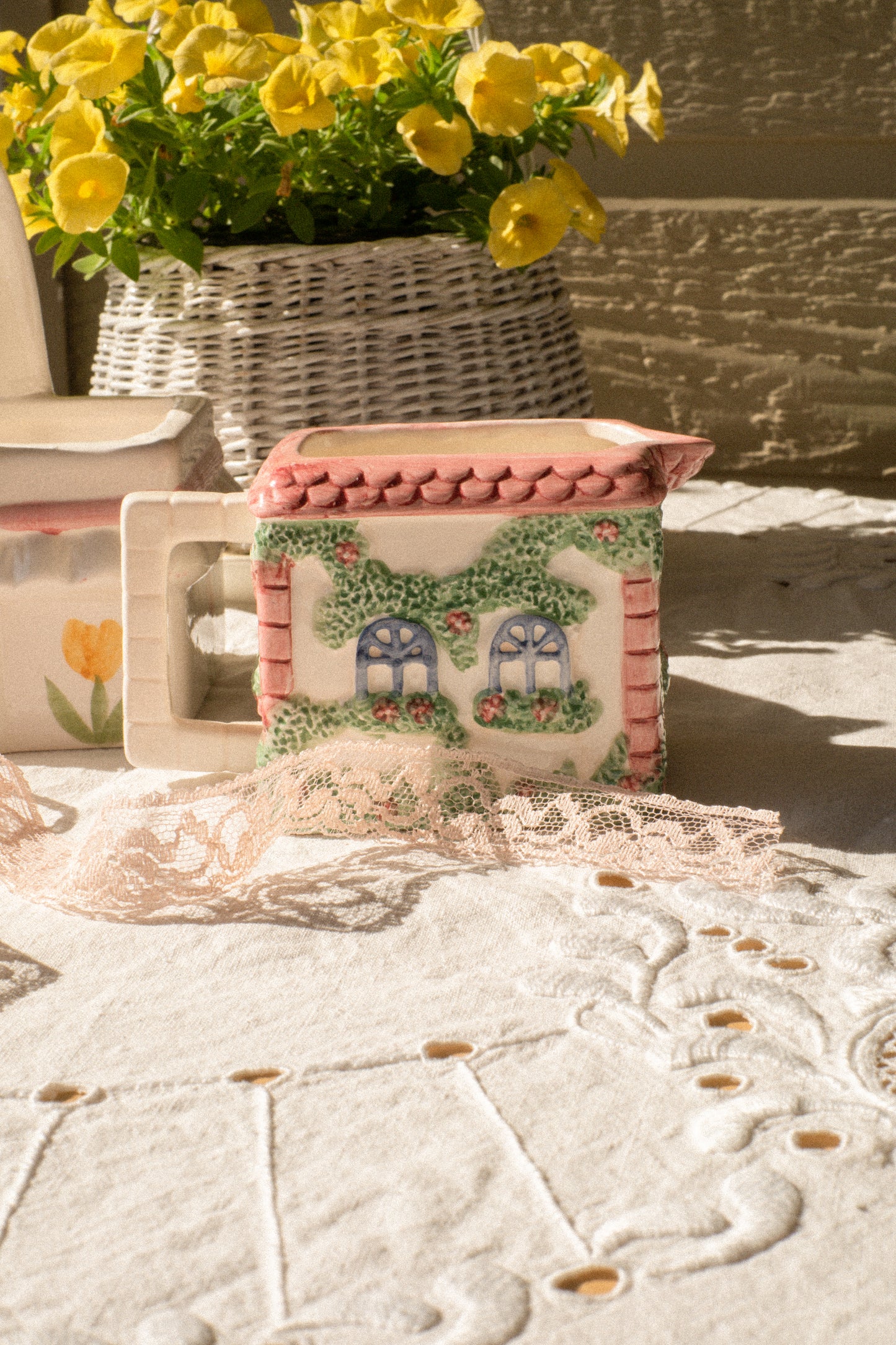 Vintage tiny cottage creamer dish