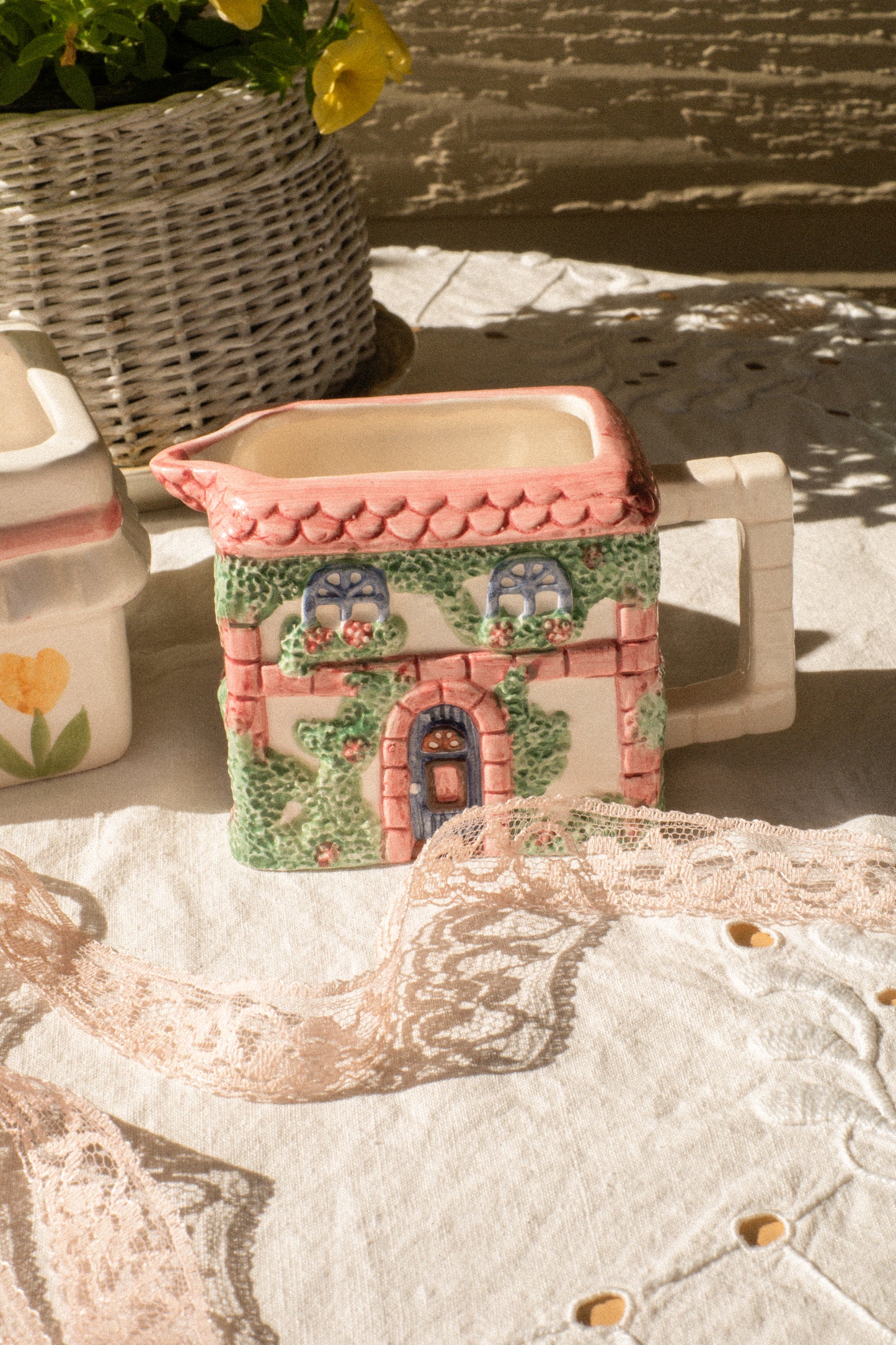 Vintage tiny cottage creamer dish