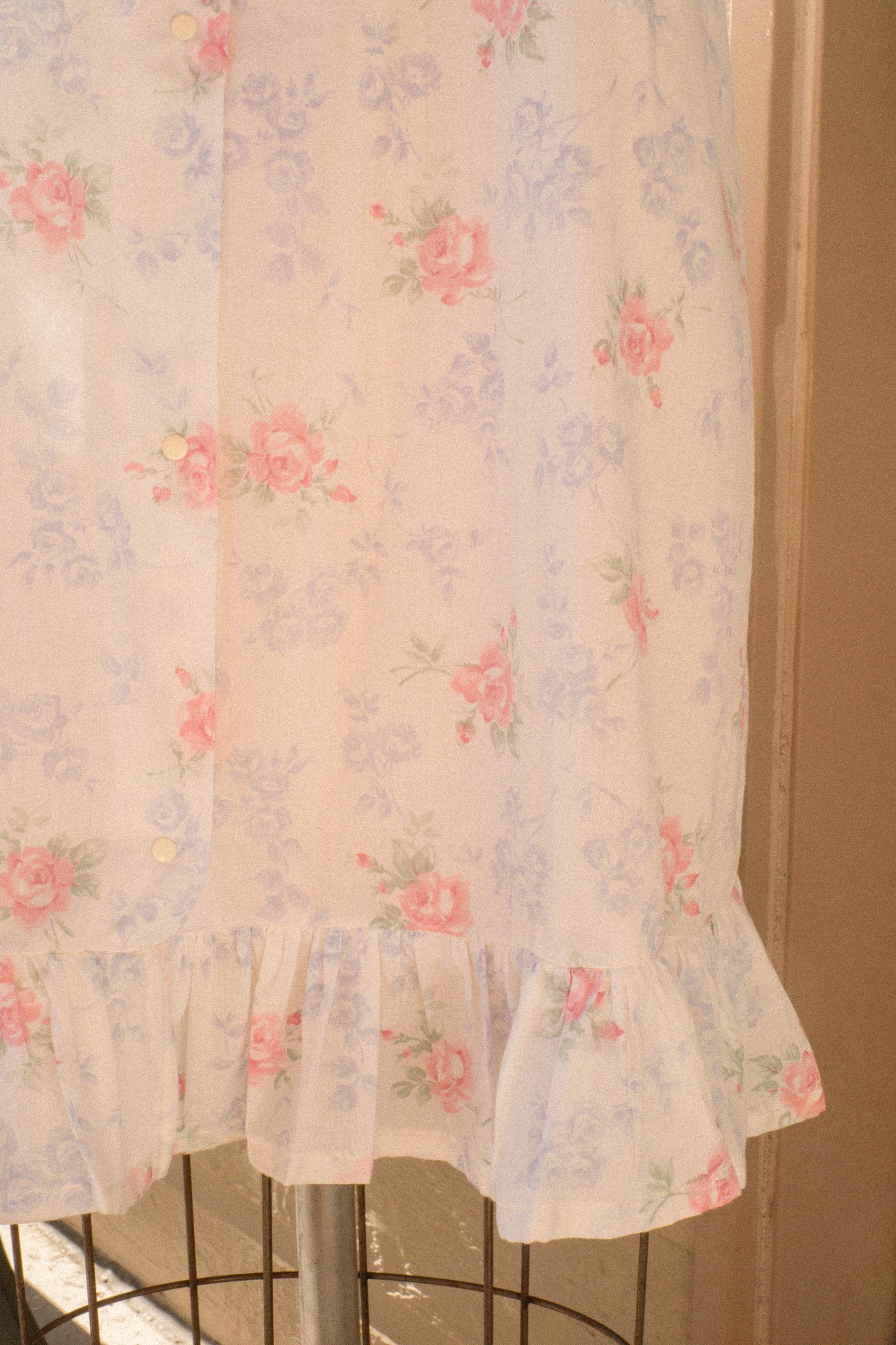 Vintage ruffled floral cotton nighty