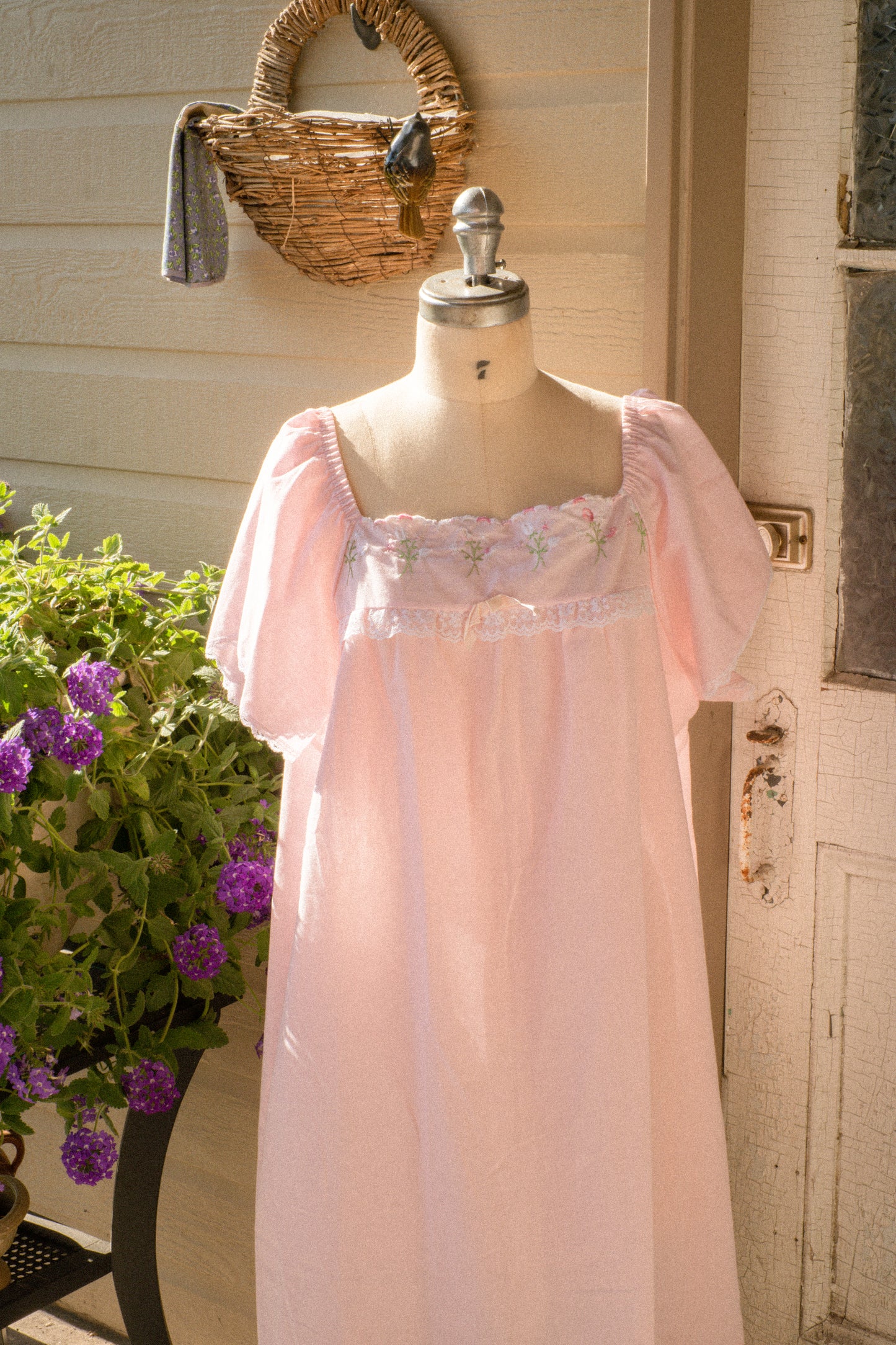 Vintage cotton embroidered nighty