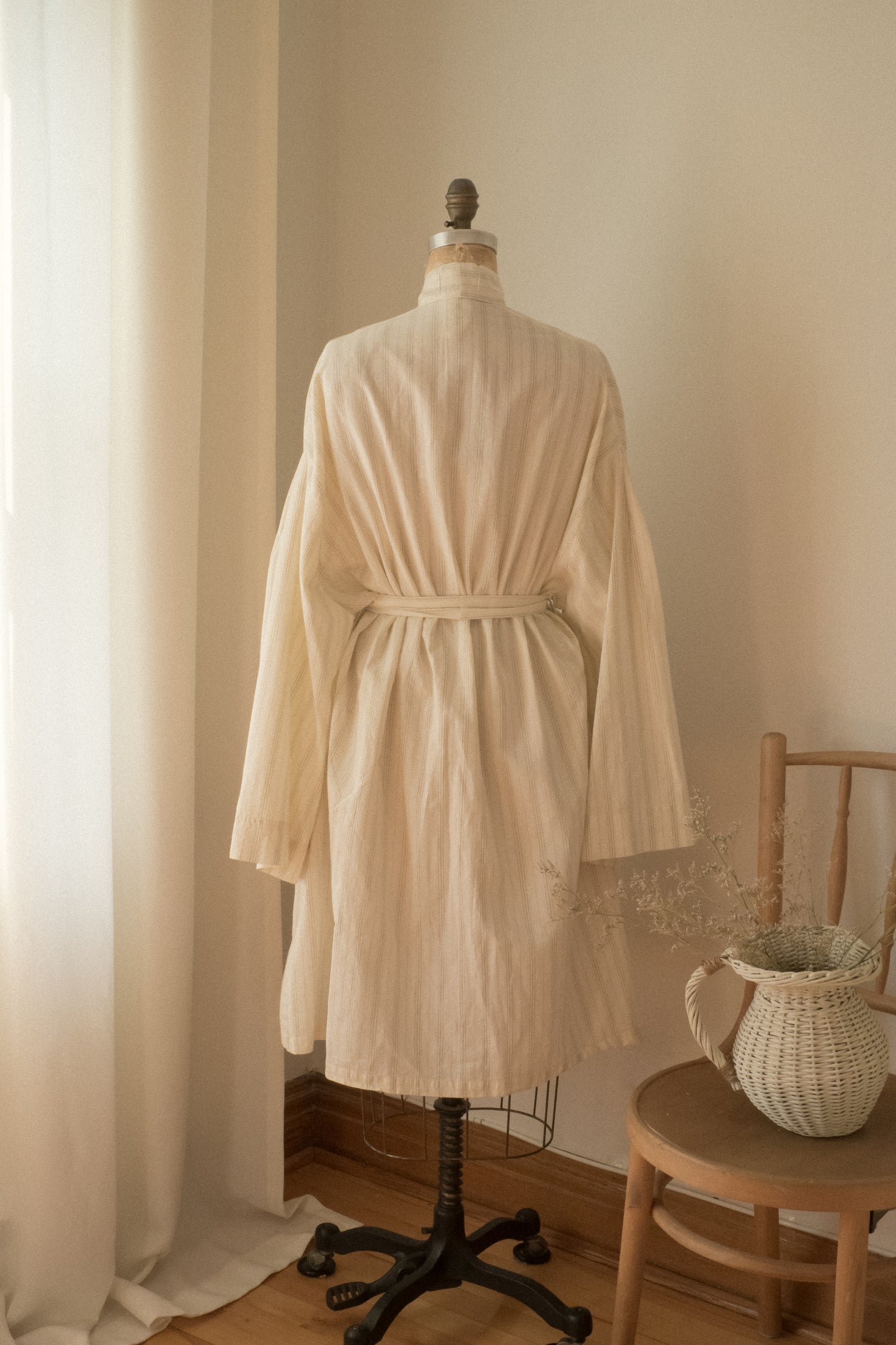 Handmade vintage cotton dressing gown ♡ oatmilk