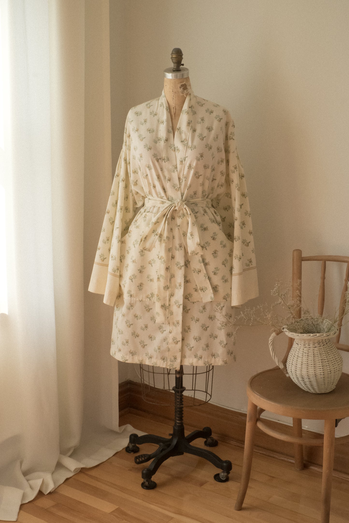 Handmade vintage cotton dressing gown ♡ sage
