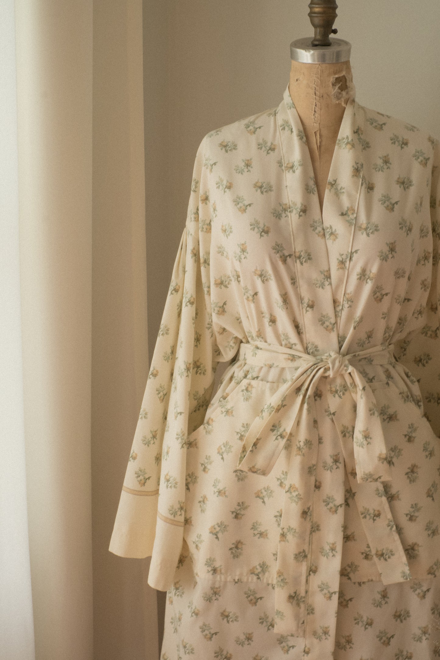 Handmade vintage cotton dressing gown ♡ sage