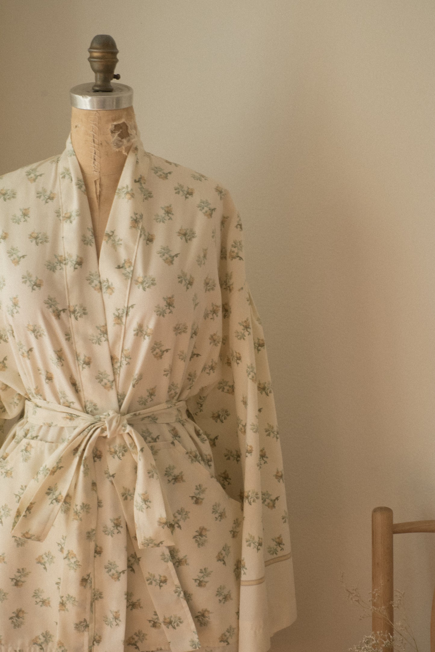 Handmade vintage cotton dressing gown ♡ sage