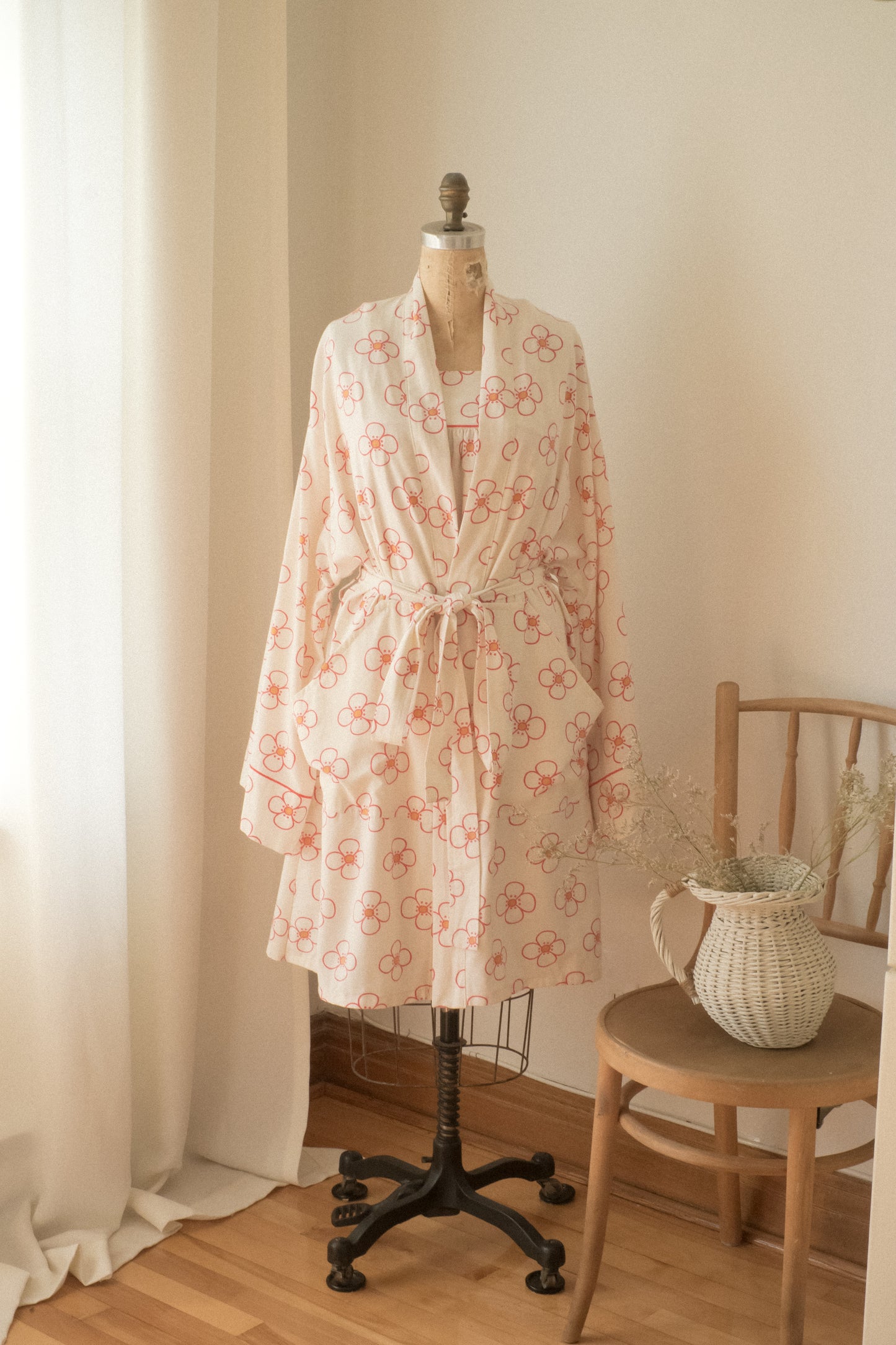 Handmade vintage cotton dressing gown set ♡ pinky promise