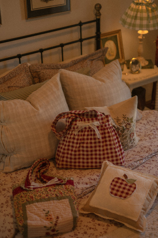 Handmade gingham book tote