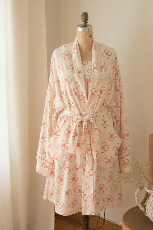 Handmade vintage cotton dressing gown set ♡ pinky promise