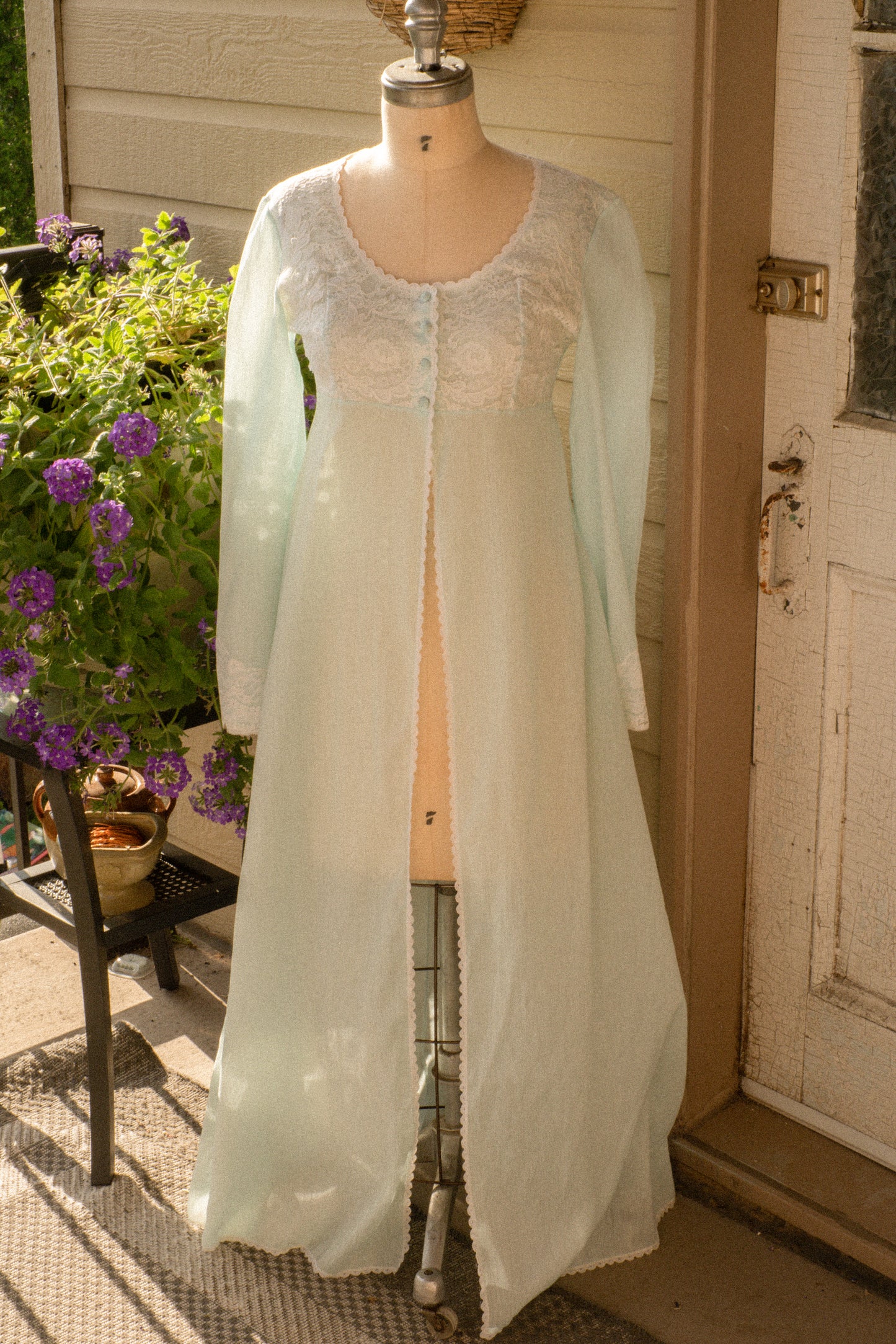 Vintage sheer lace lingerie dressing gown
