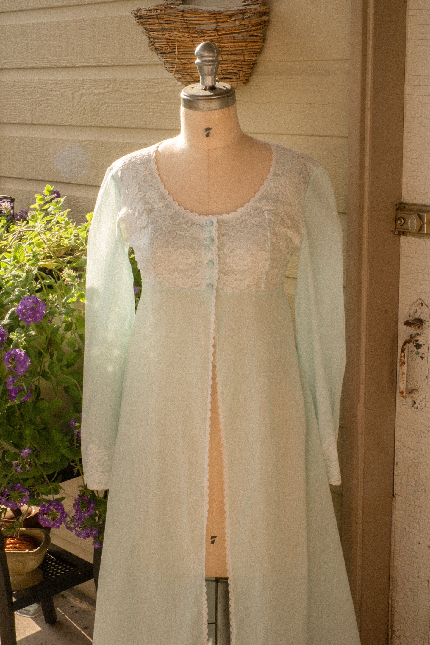 Vintage sheer lace lingerie dressing gown