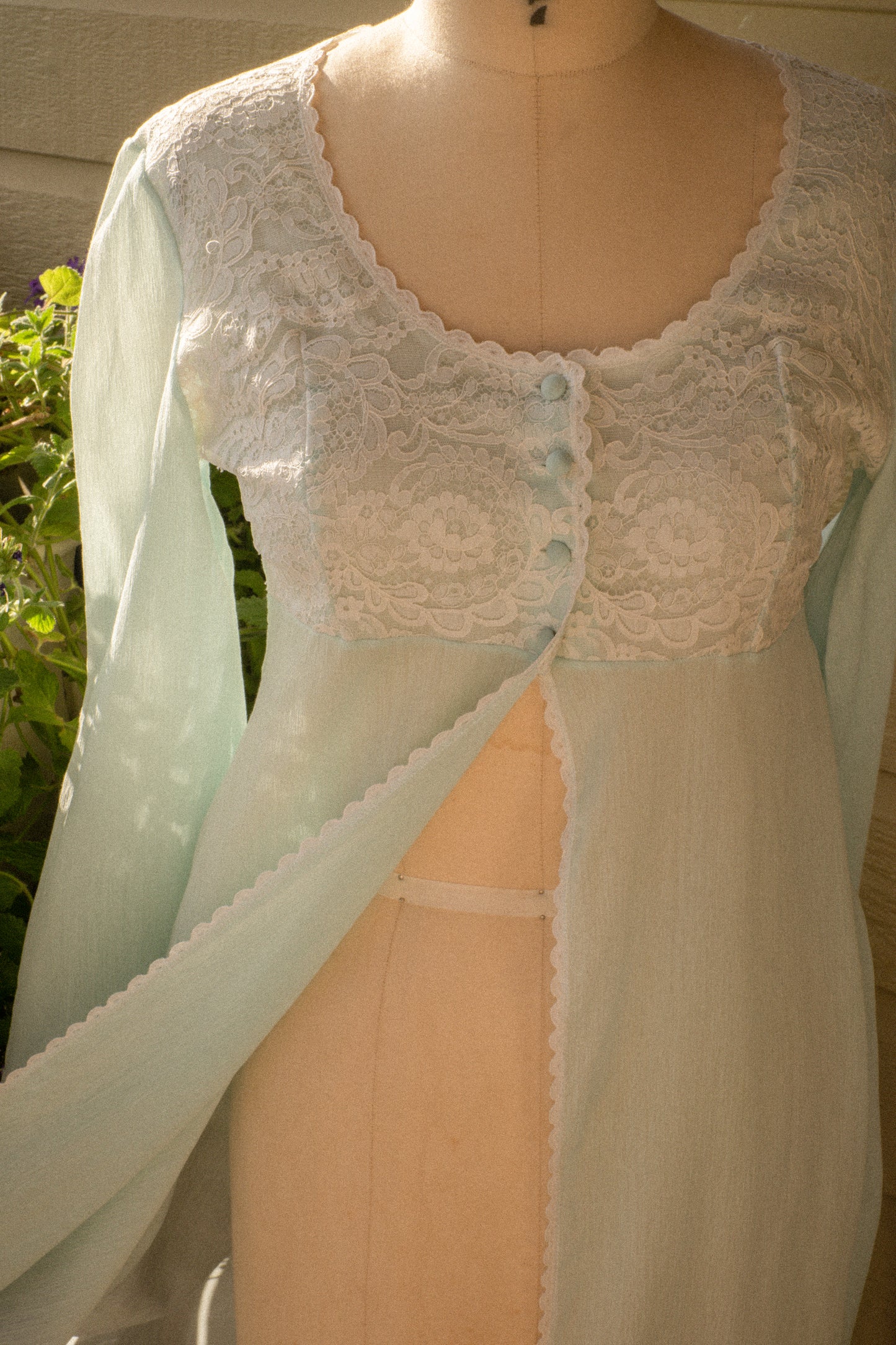 Vintage sheer lace lingerie dressing gown