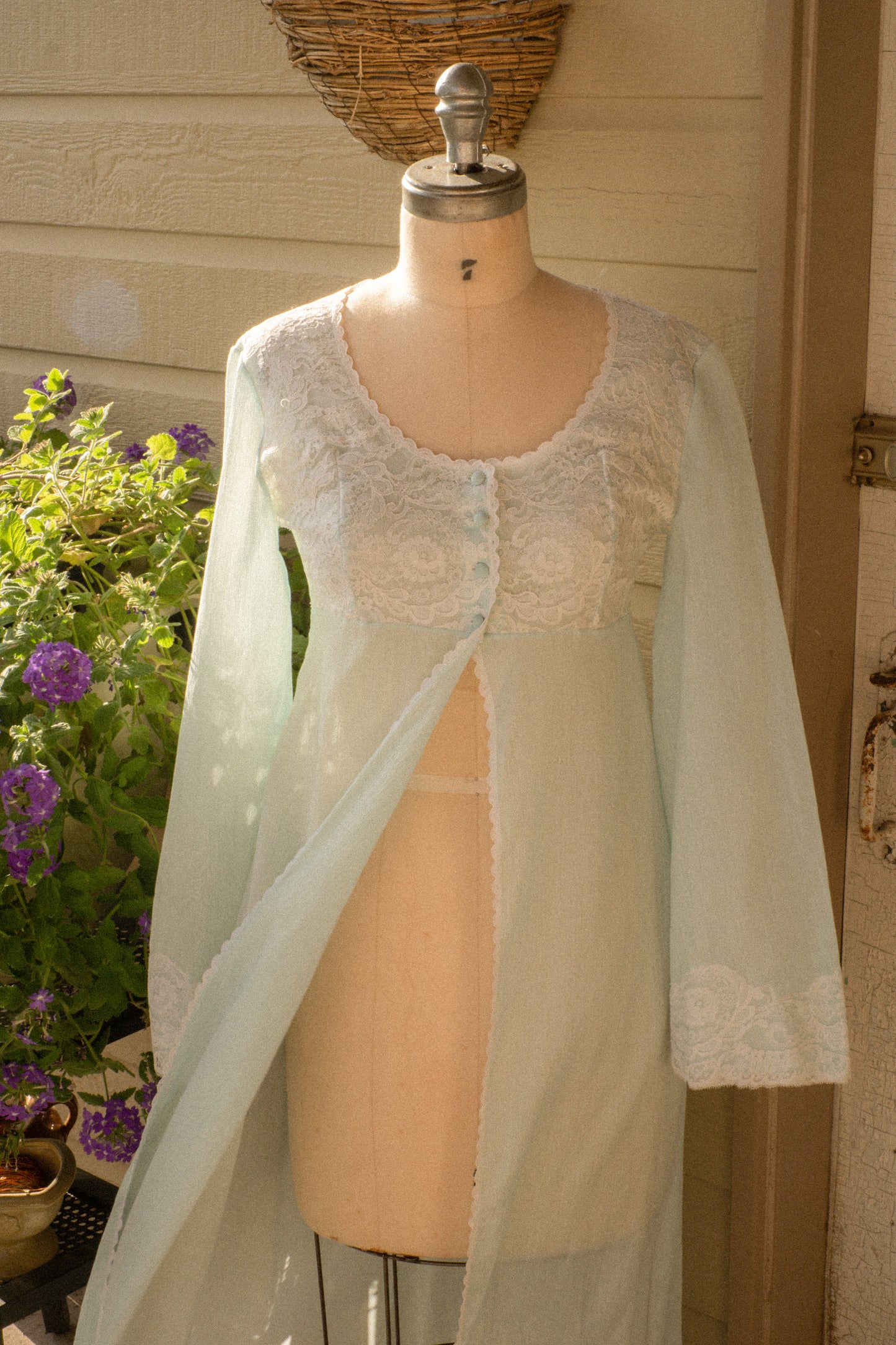 Vintage sheer lace lingerie dressing gown