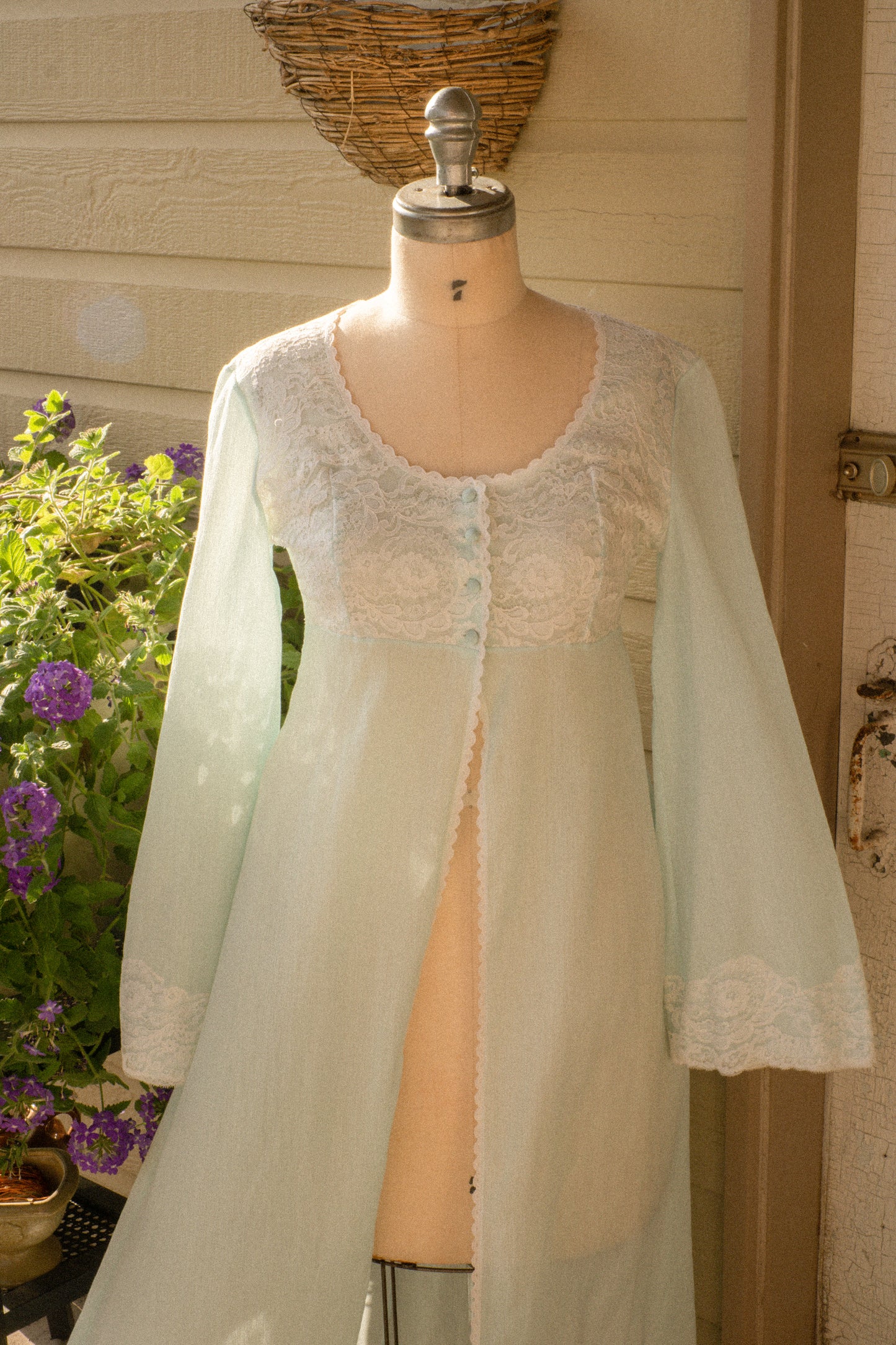 Vintage sheer lace lingerie dressing gown