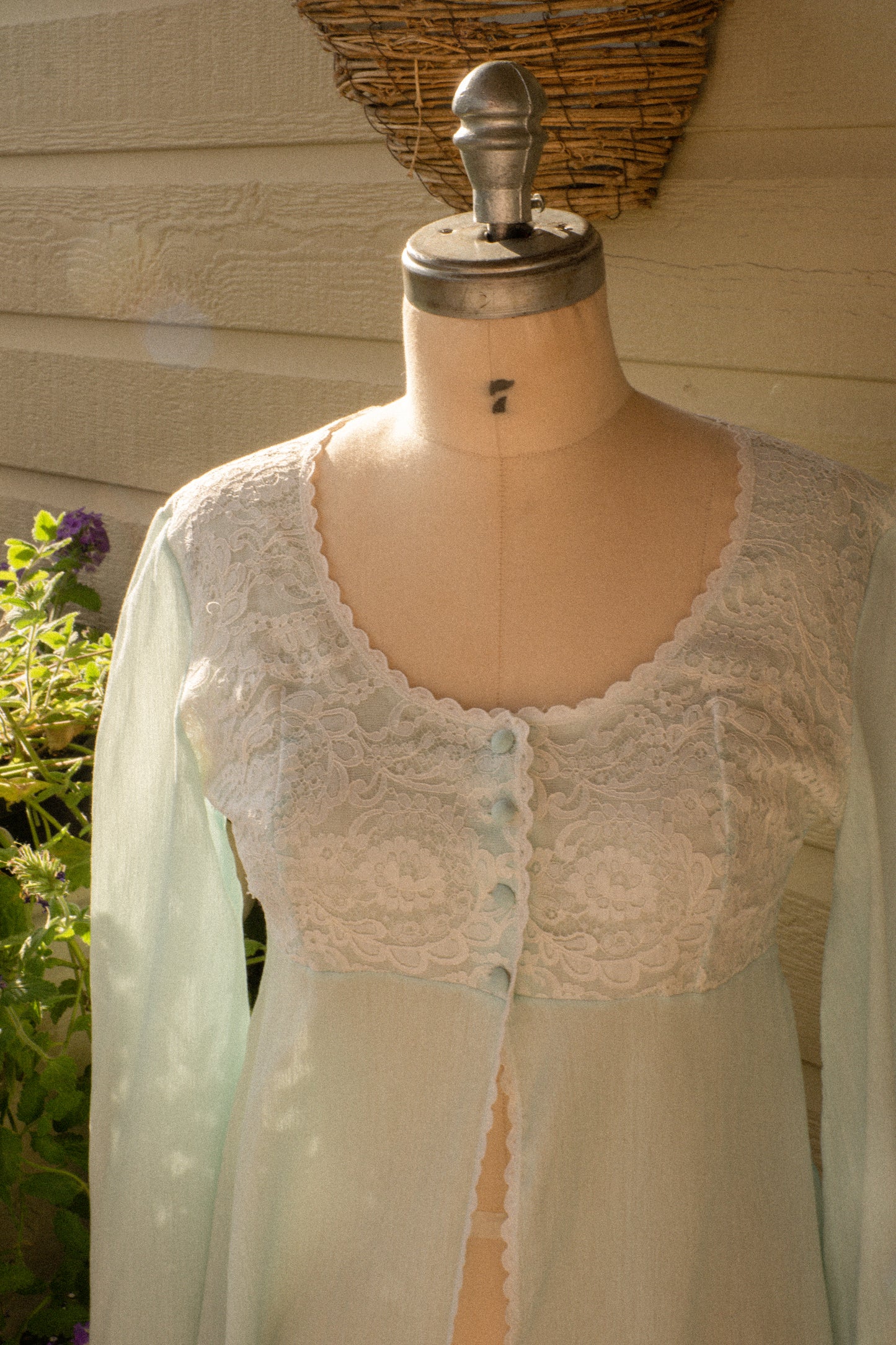 Vintage sheer lace lingerie dressing gown