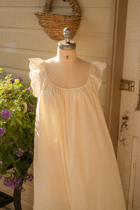 Vintage eyelet butter yellow night gown
