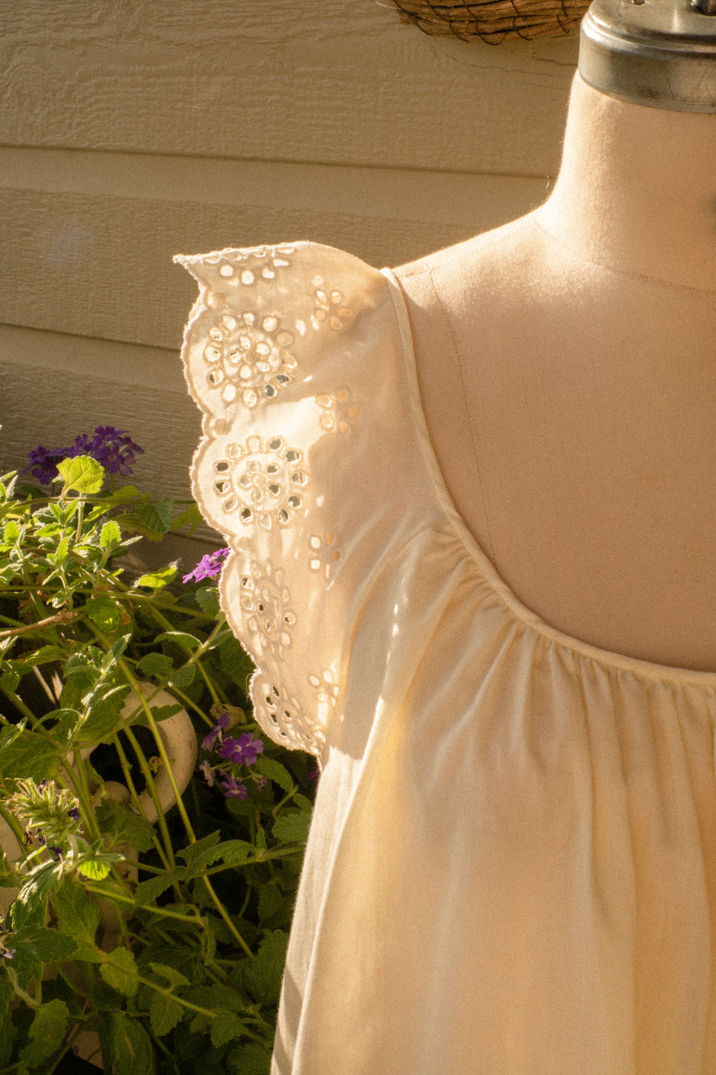 Vintage eyelet butter yellow night gown