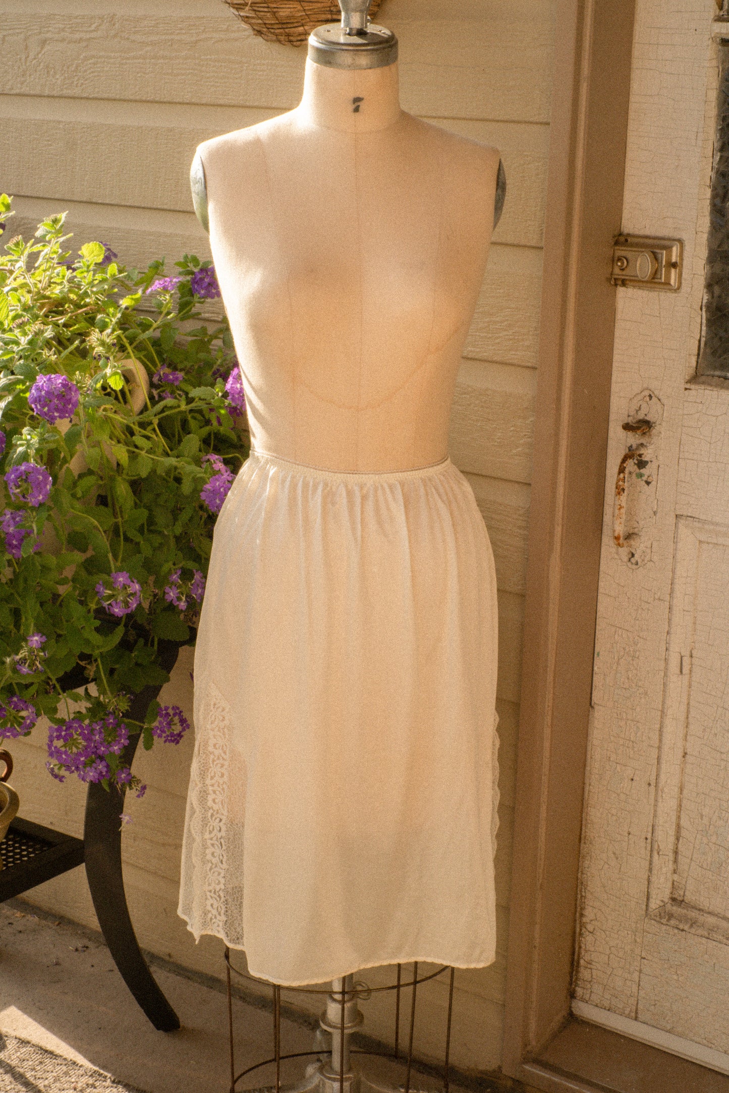 Vintage mini cream lacey slip