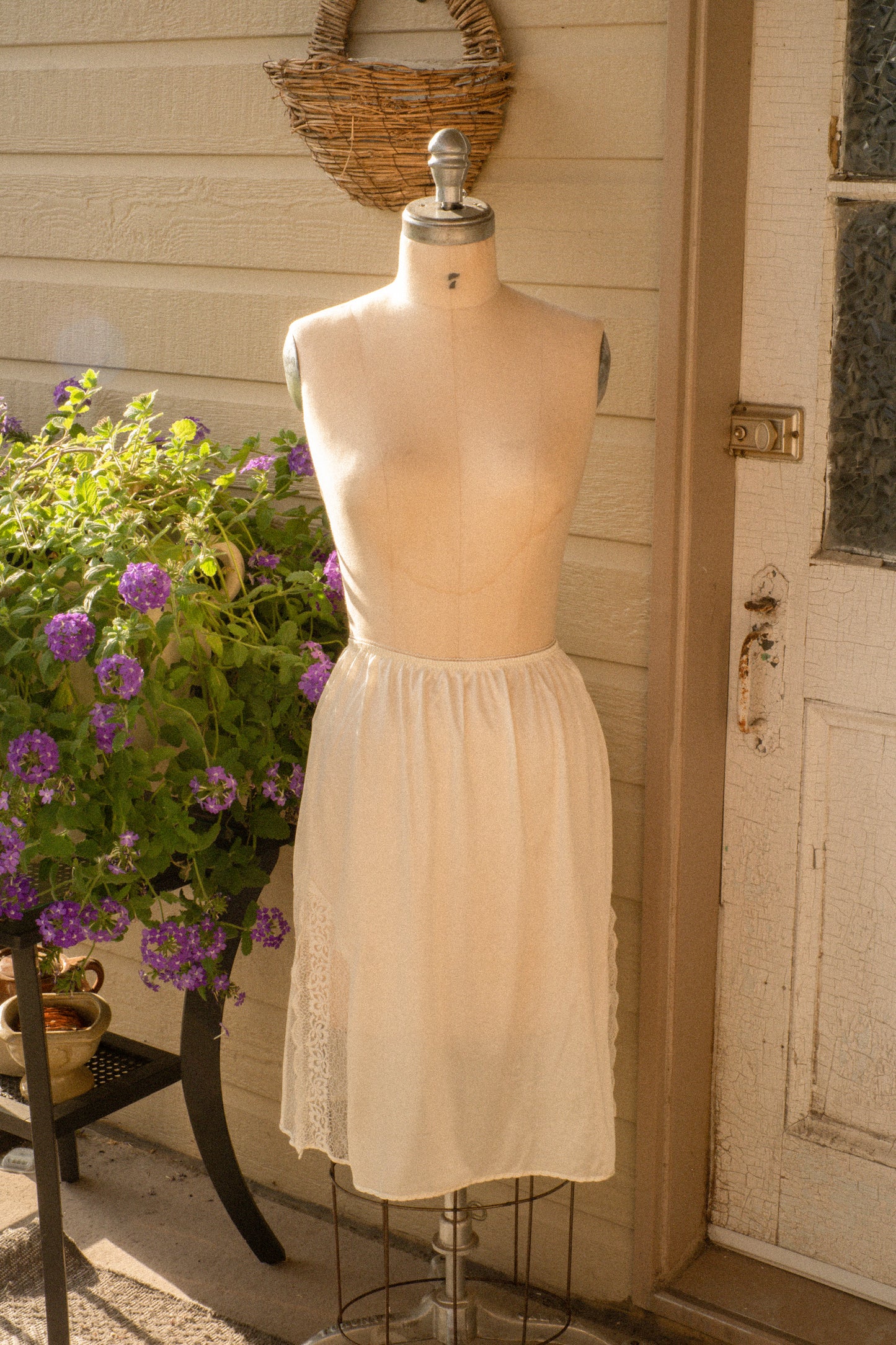 Vintage mini cream lacey slip