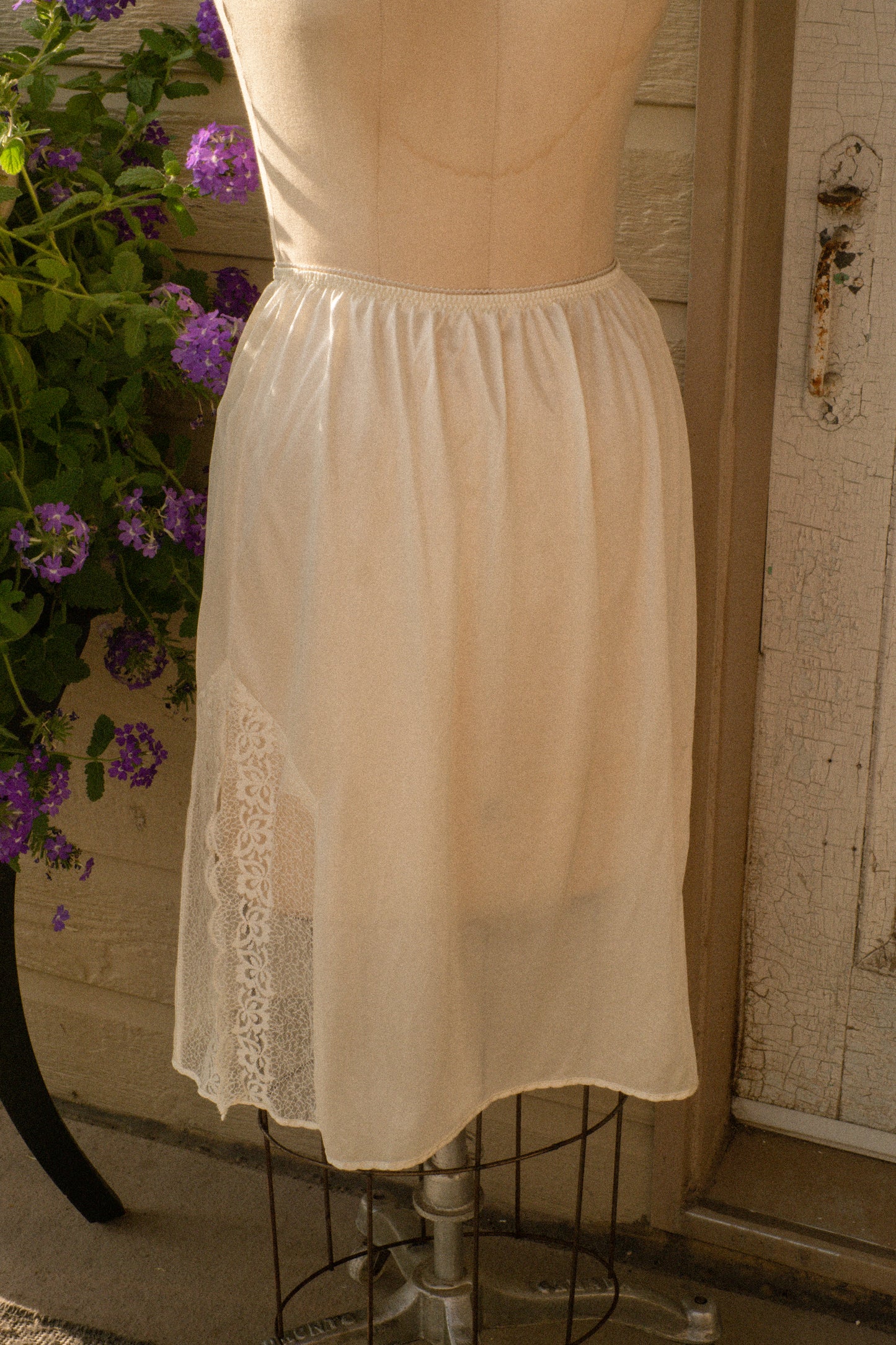 Vintage mini cream lacey slip