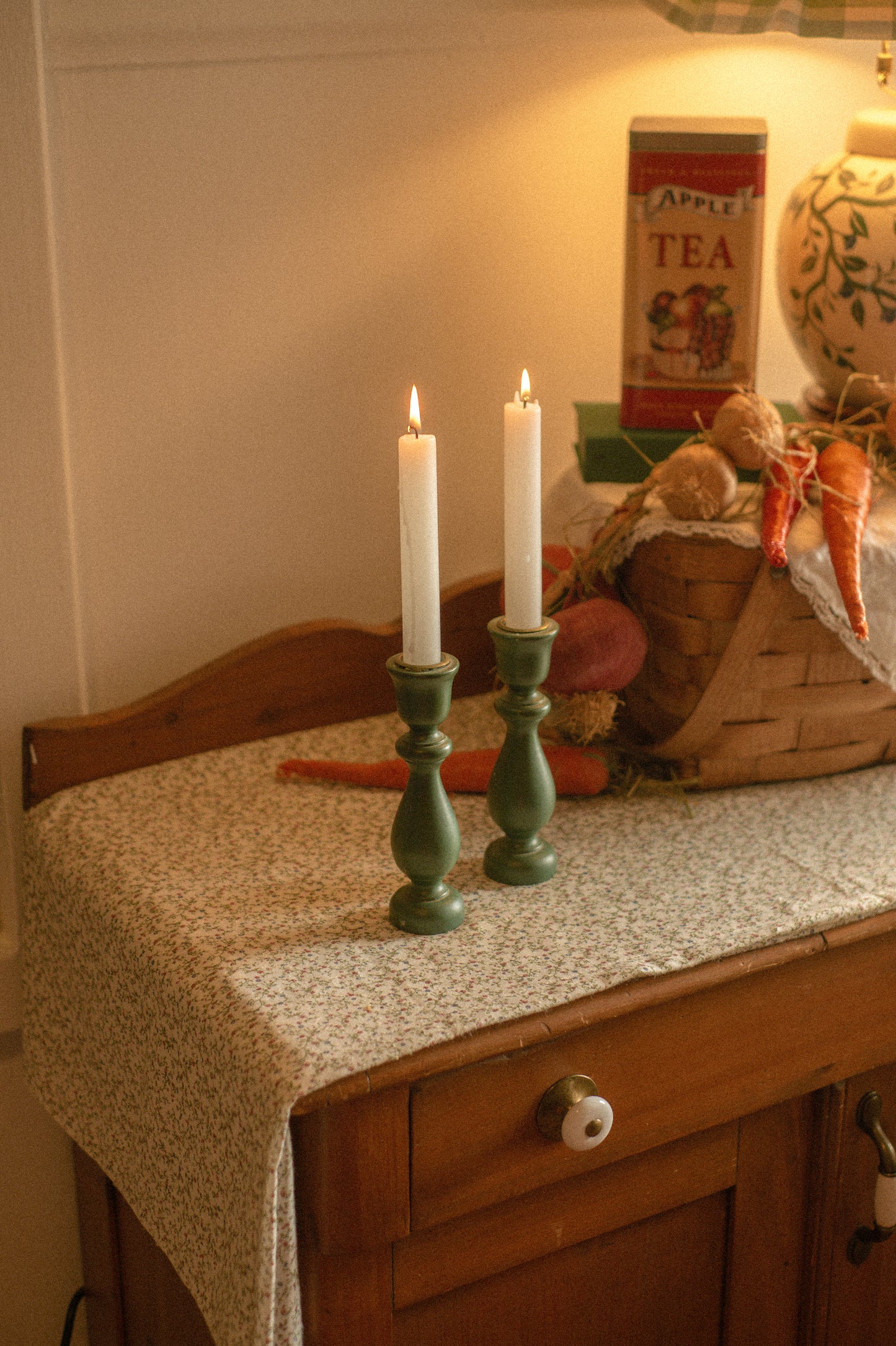 vintage wooden candlesticks