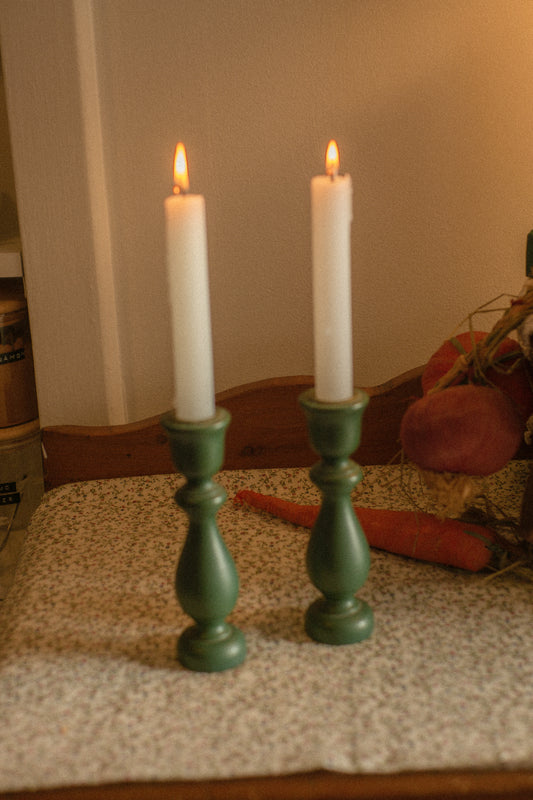 vintage wooden candlesticks