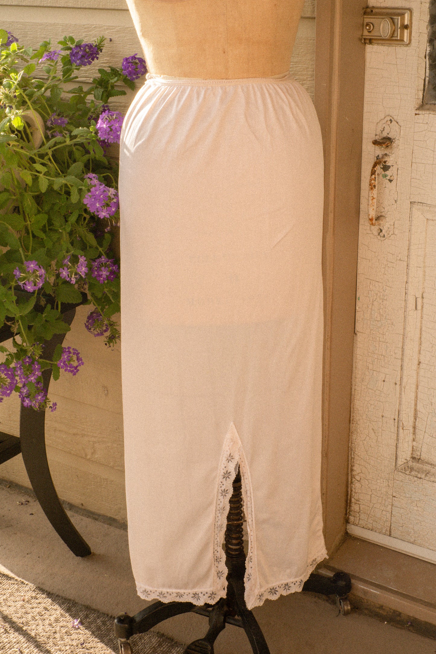 Vintage maxi length light pink lacey slip