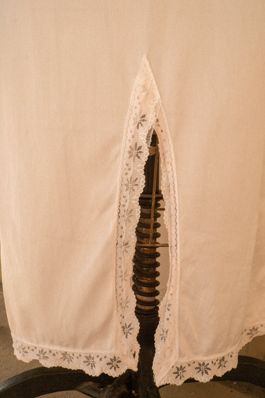 Vintage maxi length light pink lacey slip