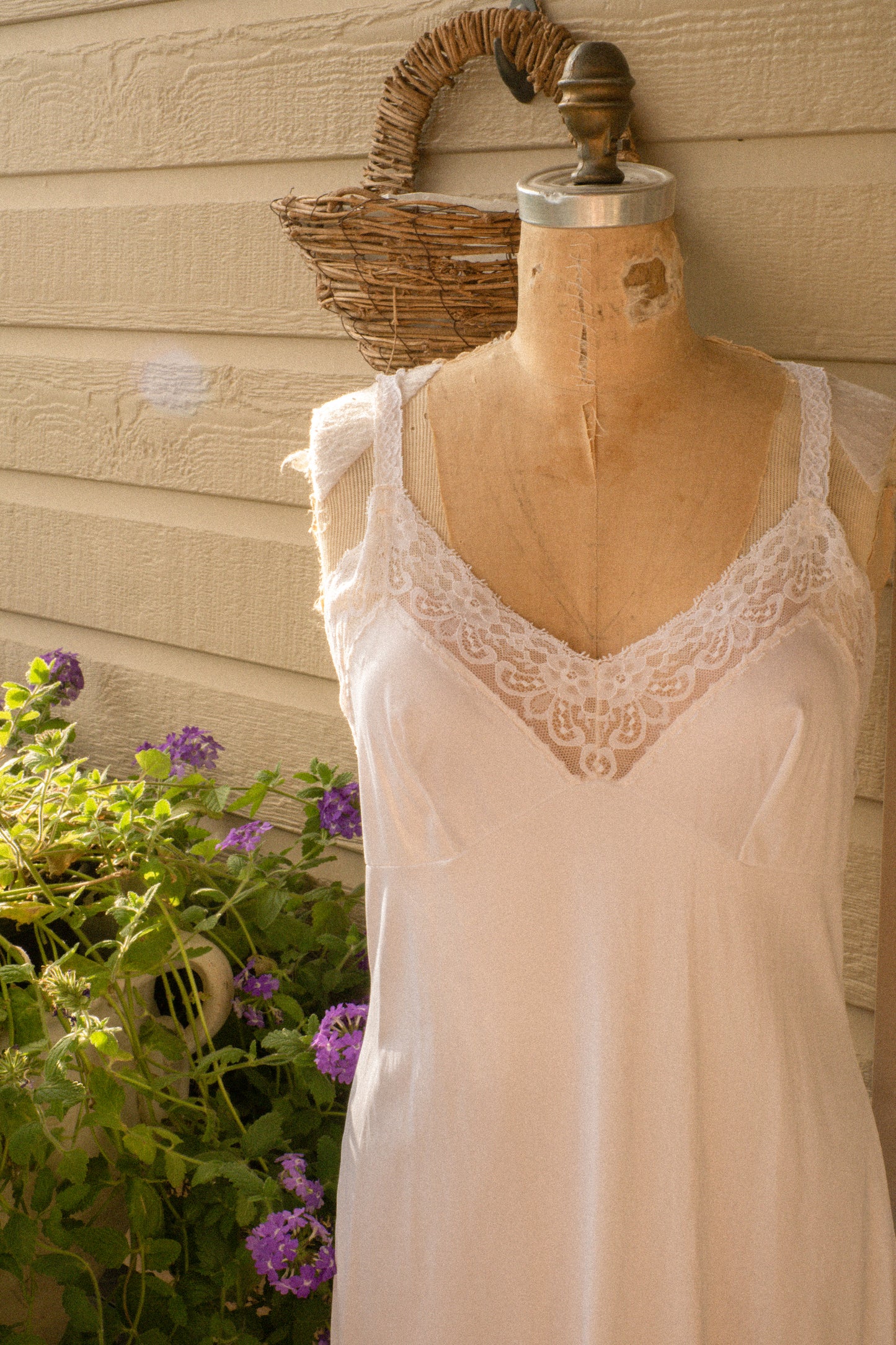 Vintage white lacey slip dress