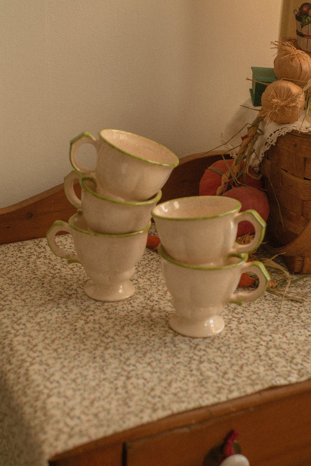 Vintage handmade pottery tea cup set