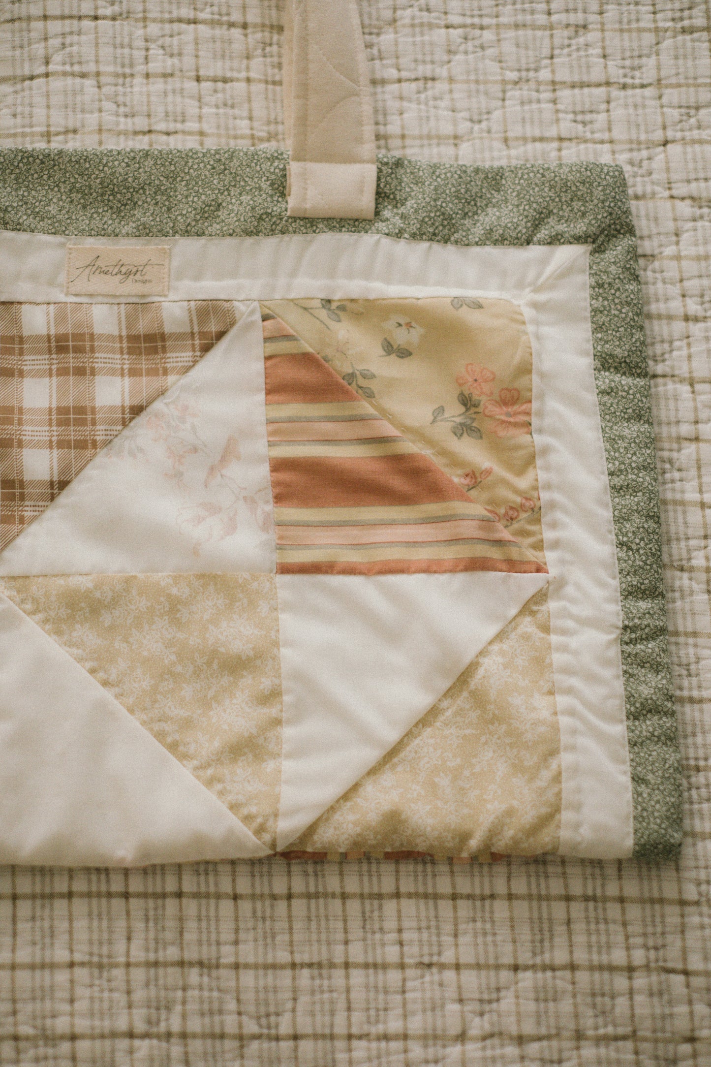 Handmade quilted reusable bag - sage ♡
