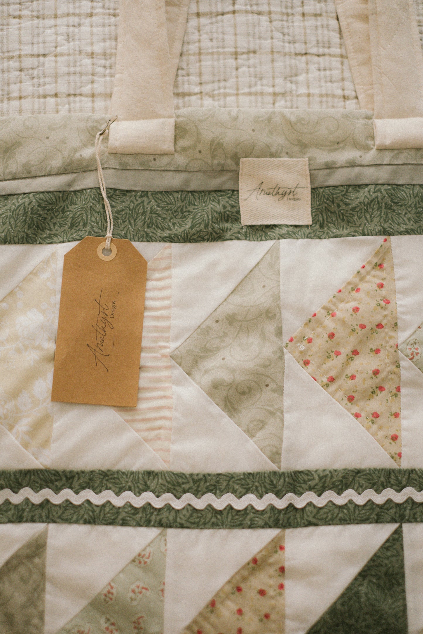 Handmade quilted reusable bag - mossy ♡