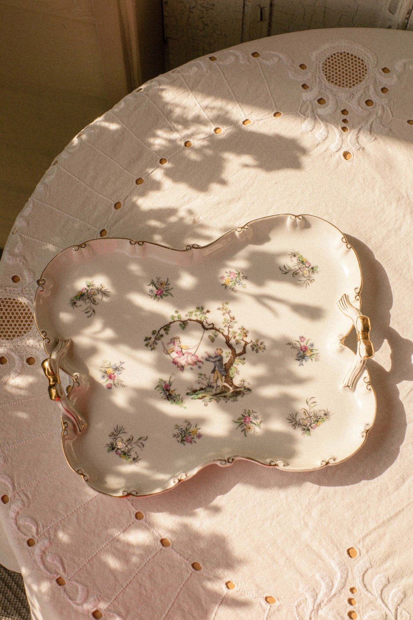 Vintage tea set porcelain bow detailed tray