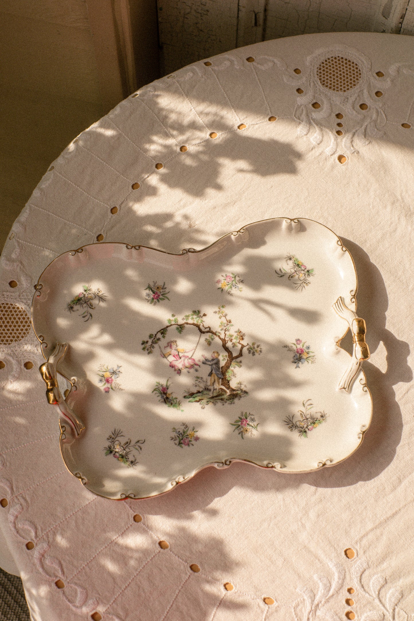 Vintage tea set porcelain bow detailed tray