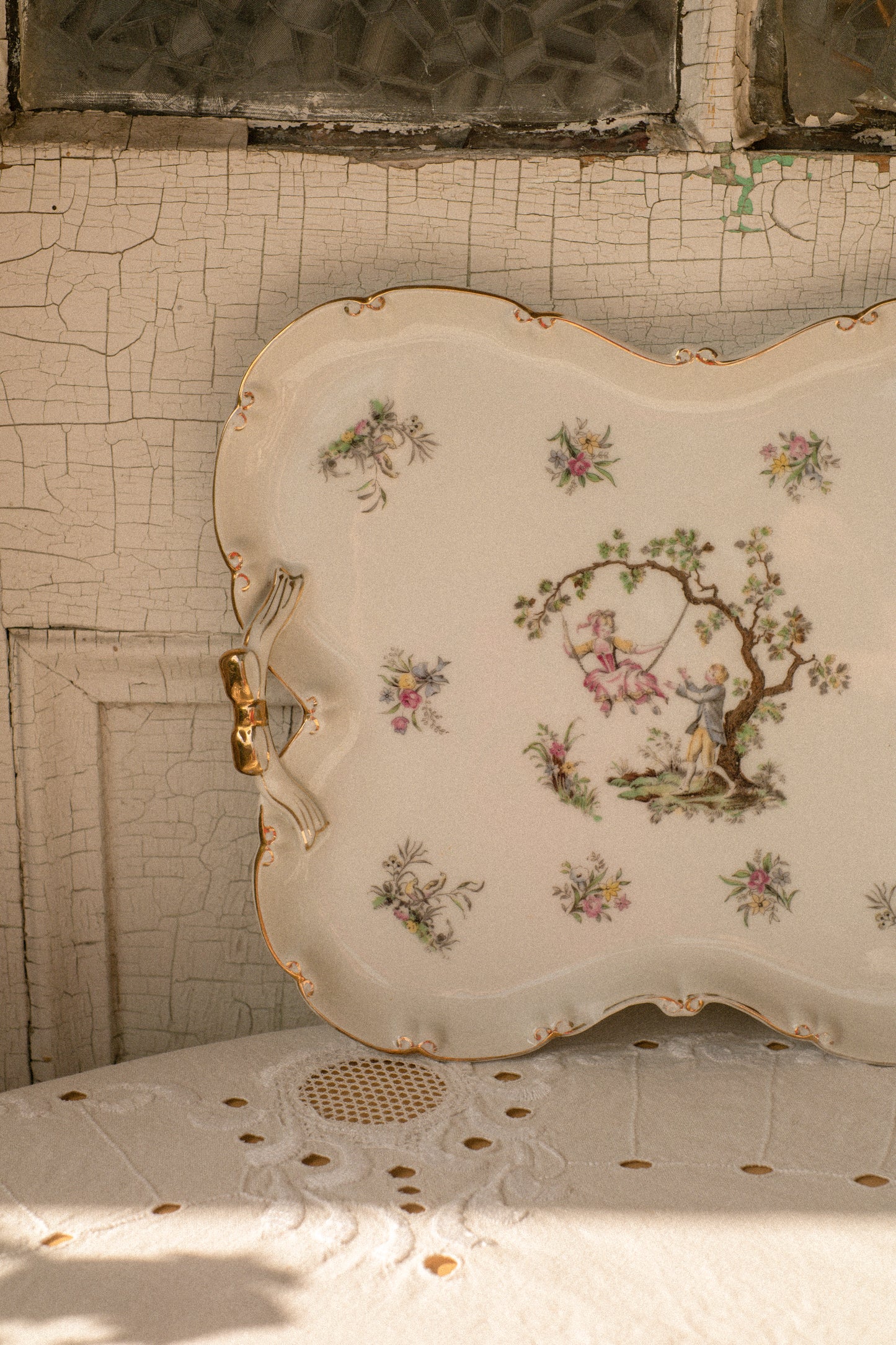 Vintage tea set porcelain bow detailed tray