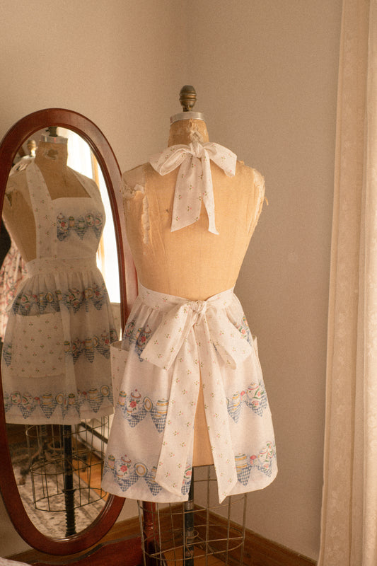 Handmade vintage inspired apron - tea party