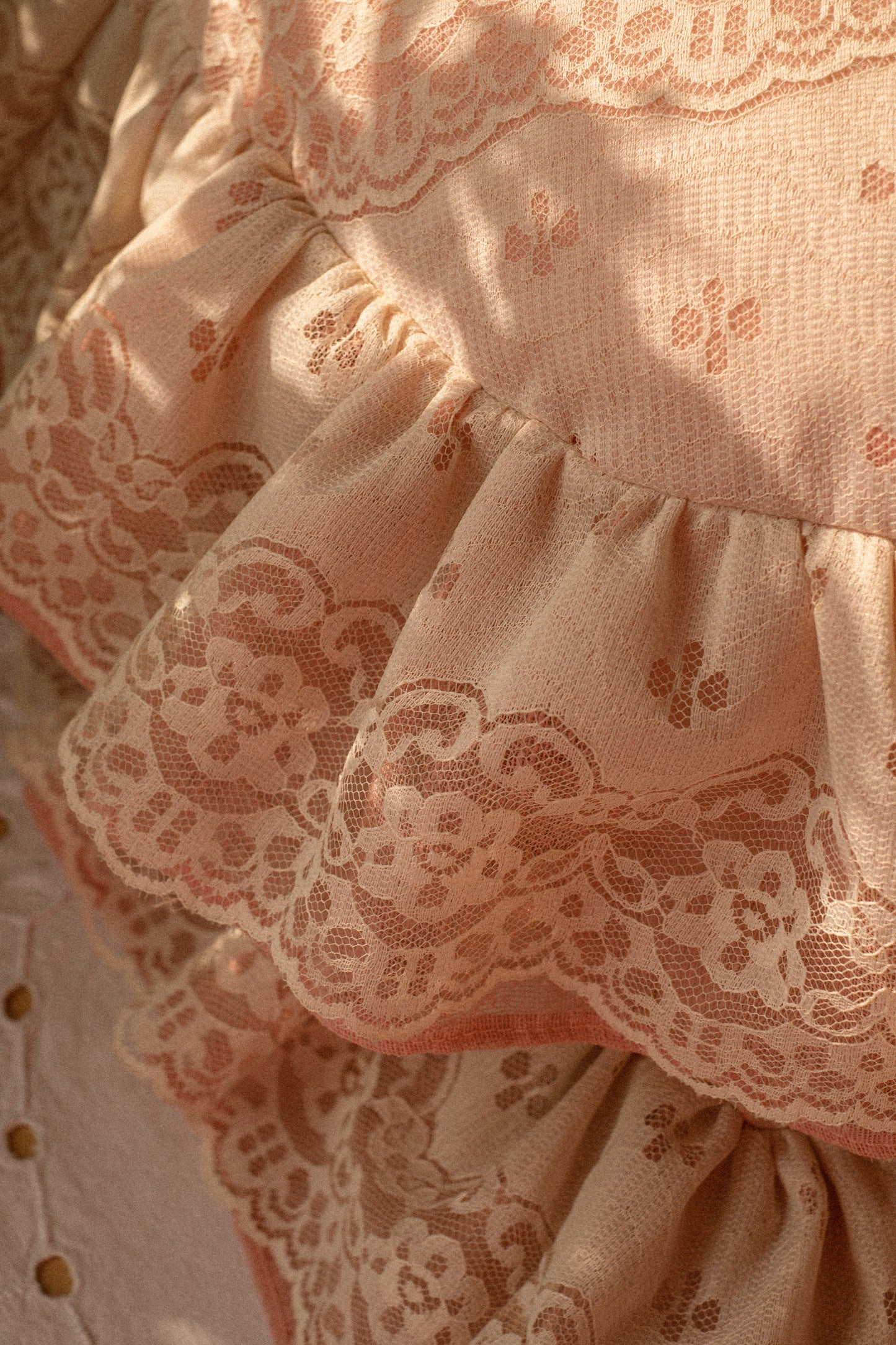 Vintage pink & cream lace ruffled pillows