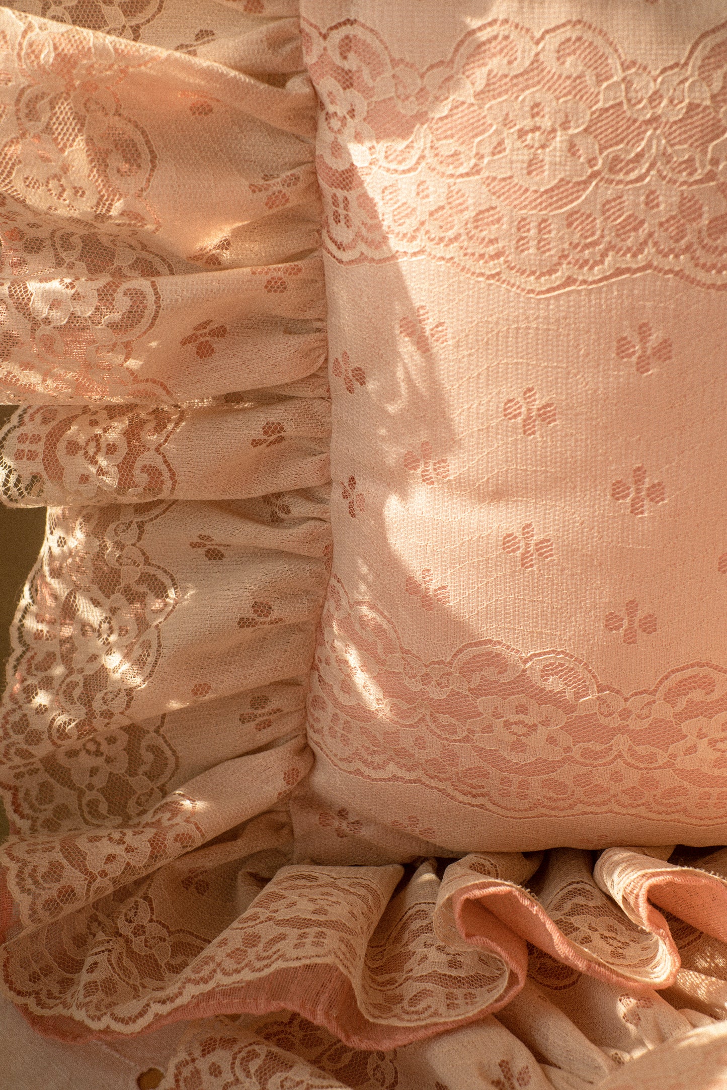 Vintage pink & cream lace ruffled pillows