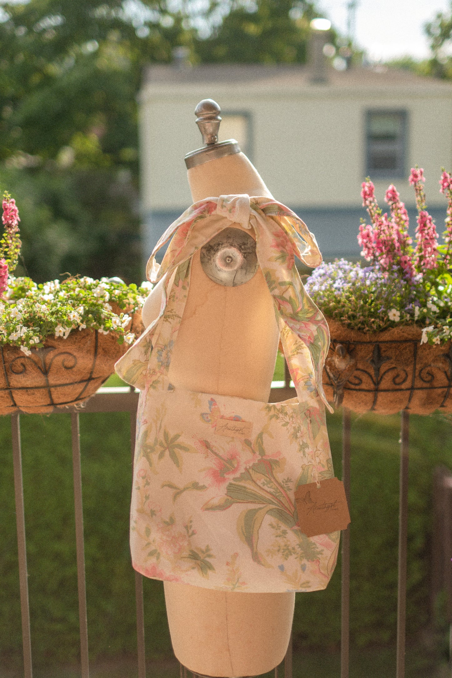 Handmade Ribbon cotton tote - fairy meadows