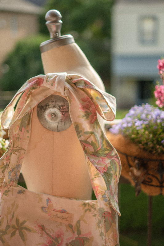 Handmade Ribbon cotton tote - fairy meadows