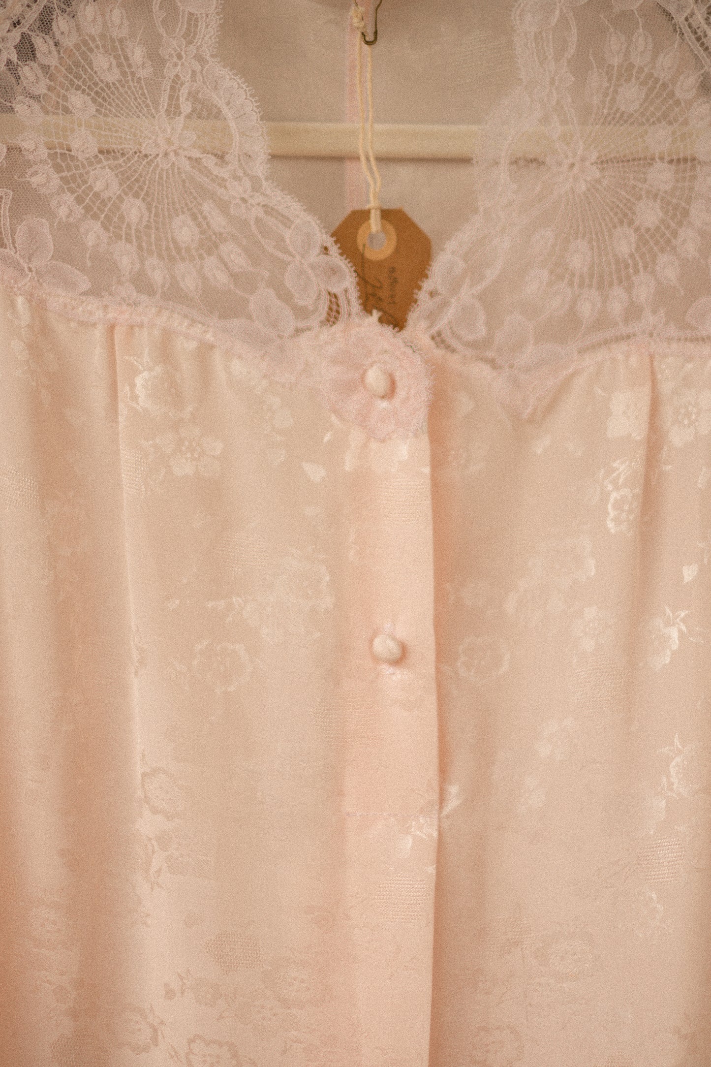Vintage floral satin Lacey soft pink nighty