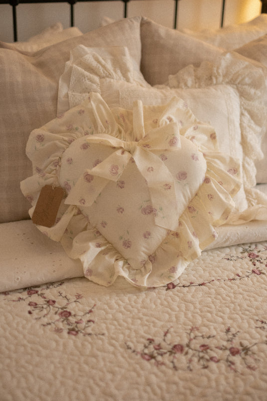 Handmade ruffled heart pillow - Adeline