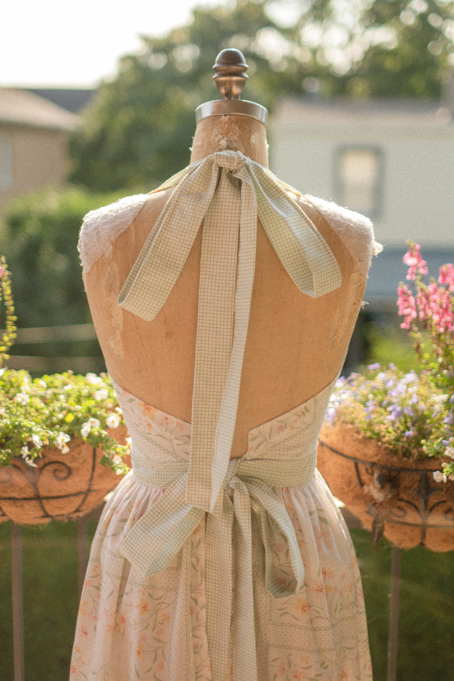 Handmade vintage apron set - morning dew