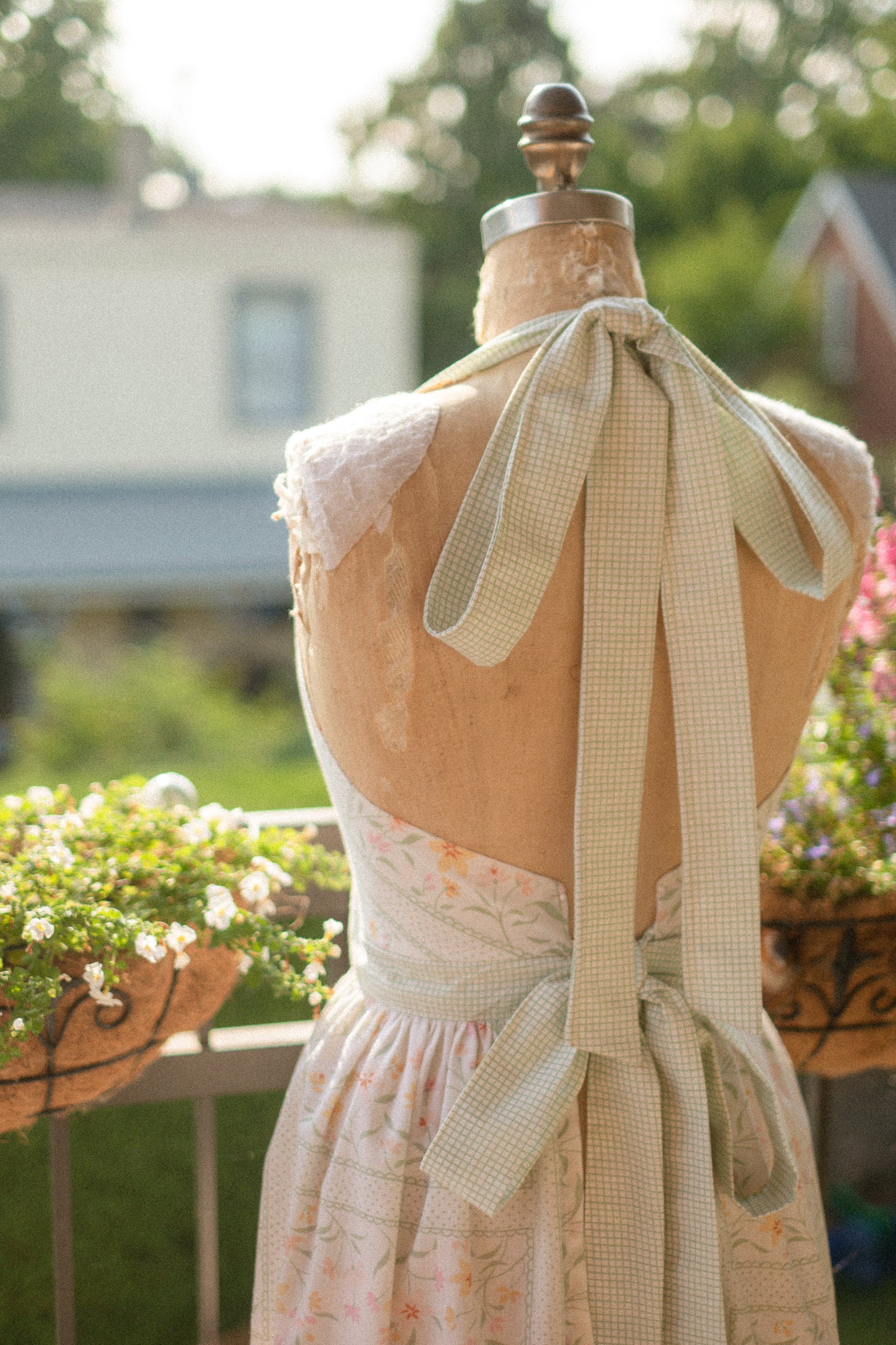 Handmade vintage apron set - morning dew